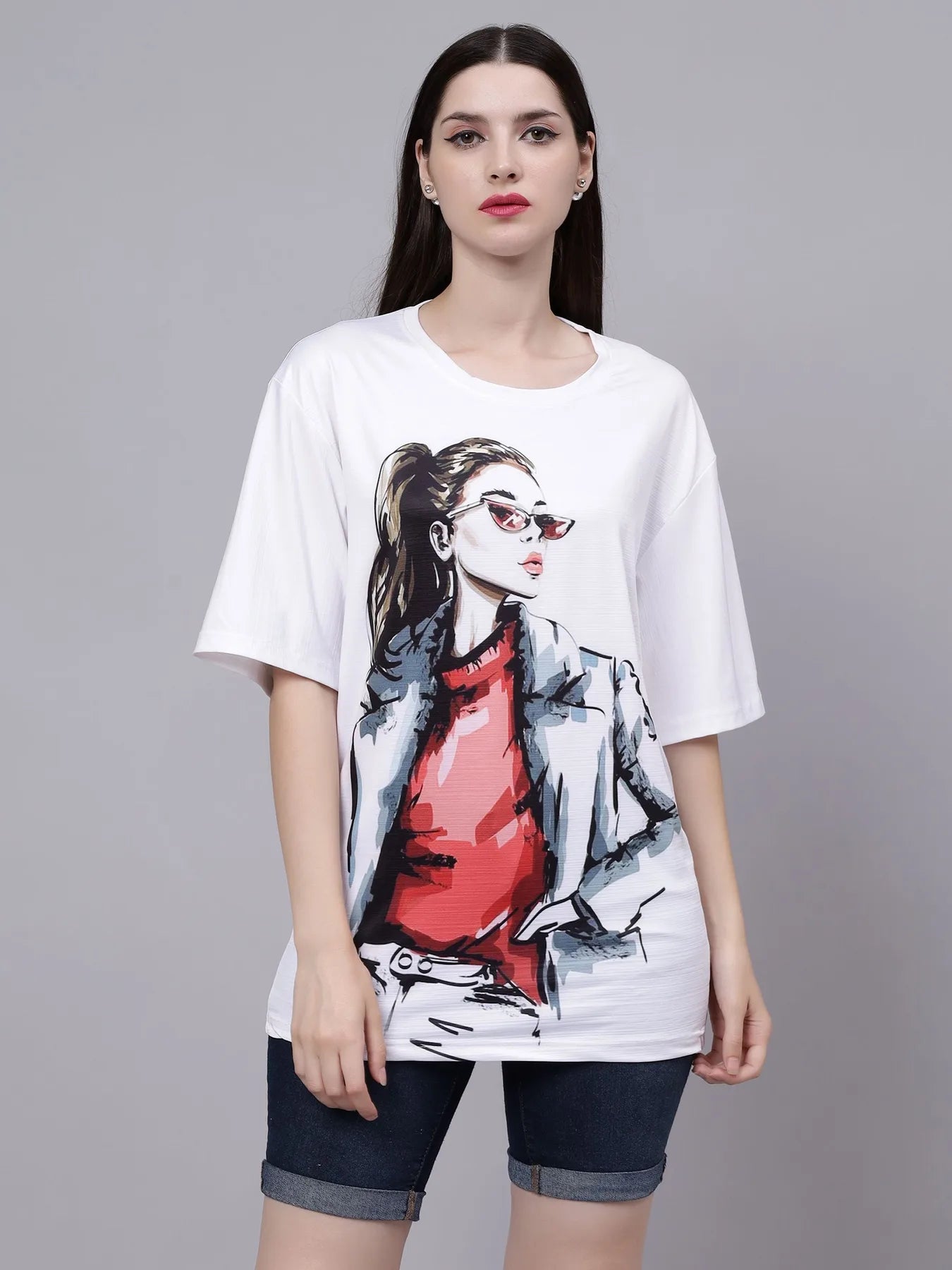Stylish Girl Graphic Oversized T- Shirt