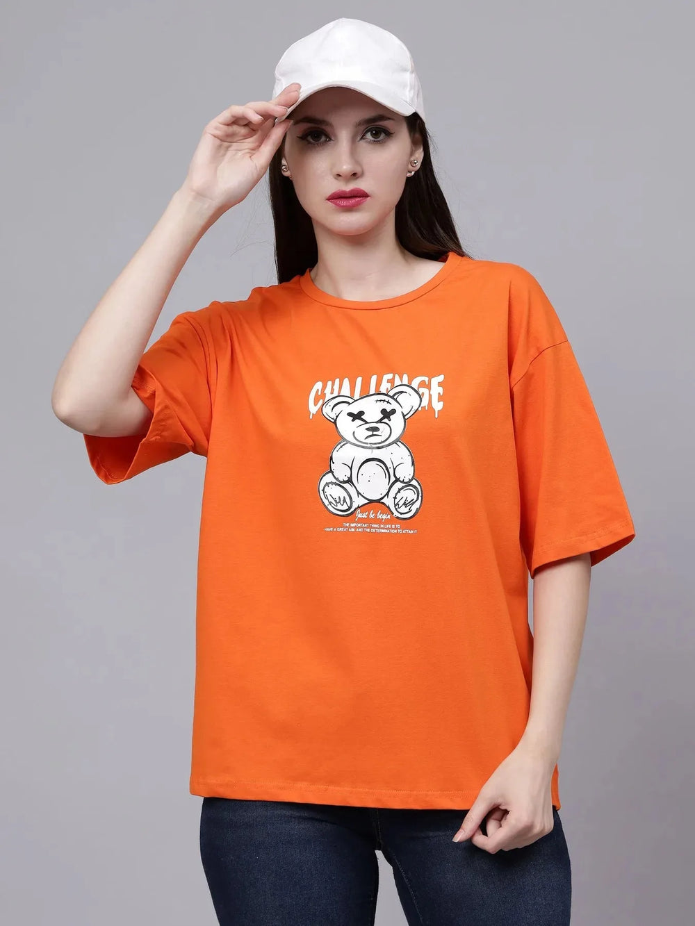 Bear Printed Cotton Oversized T-Shirt