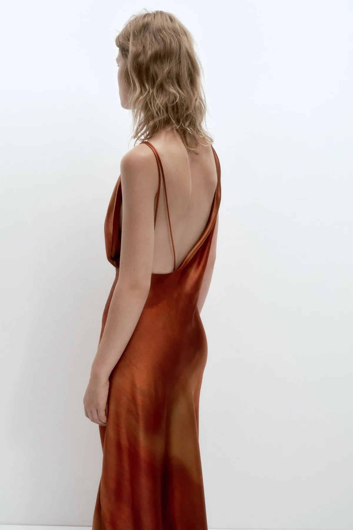 Cowl Neck Satin Dress