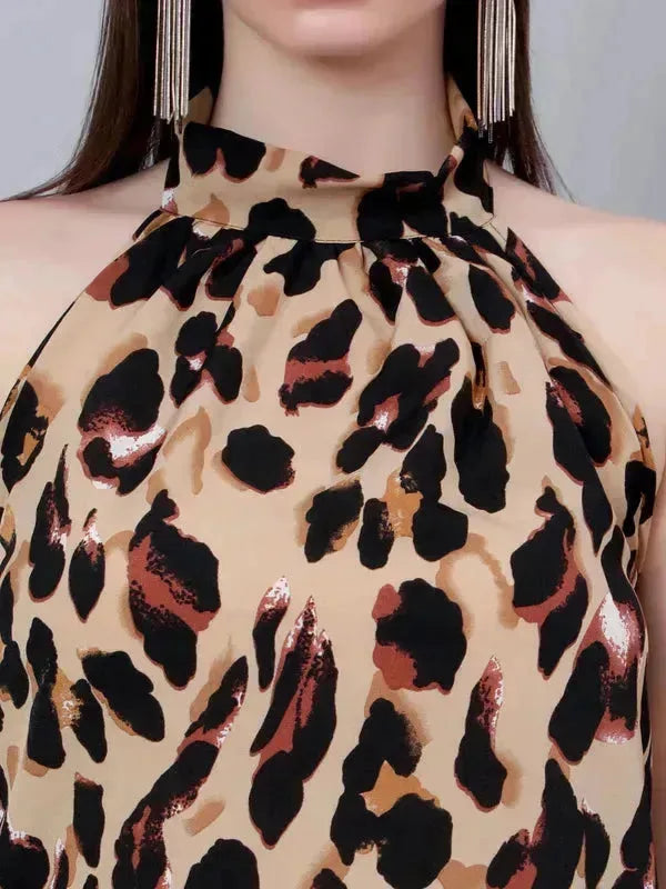 Leopard Print Halter Blouse