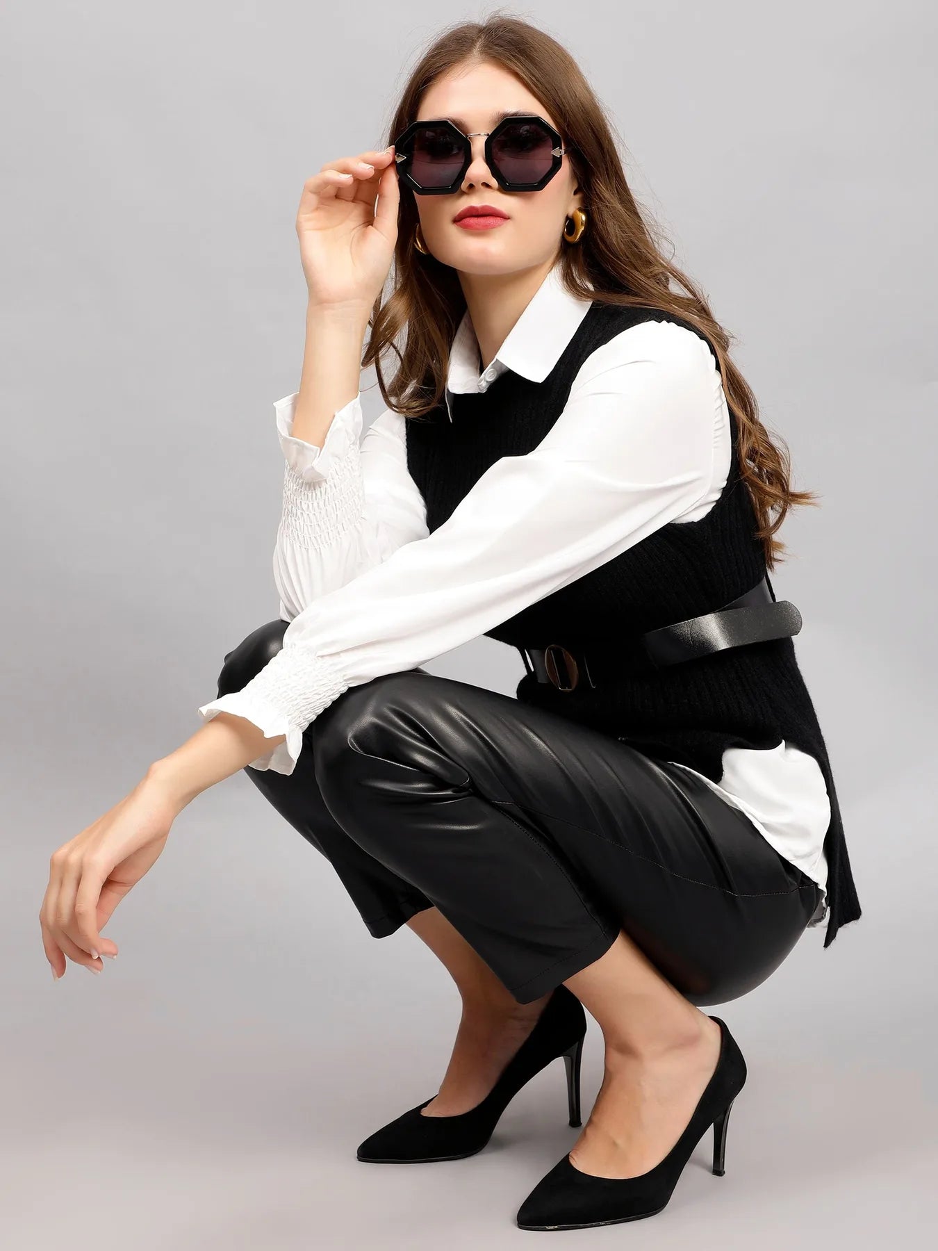 Knitted Winter Vest and Shirt Set