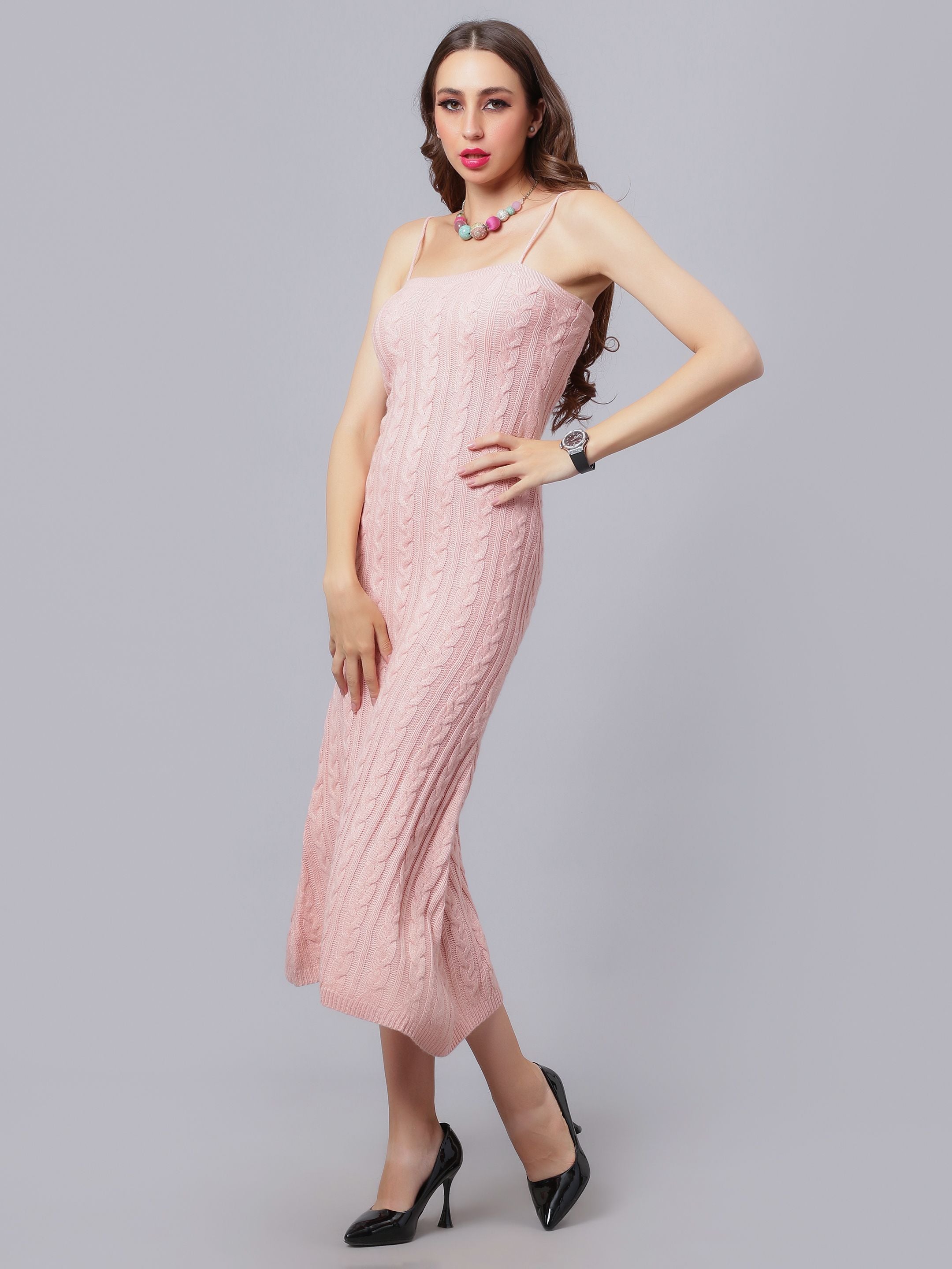 Cable Knitted Midi Dress