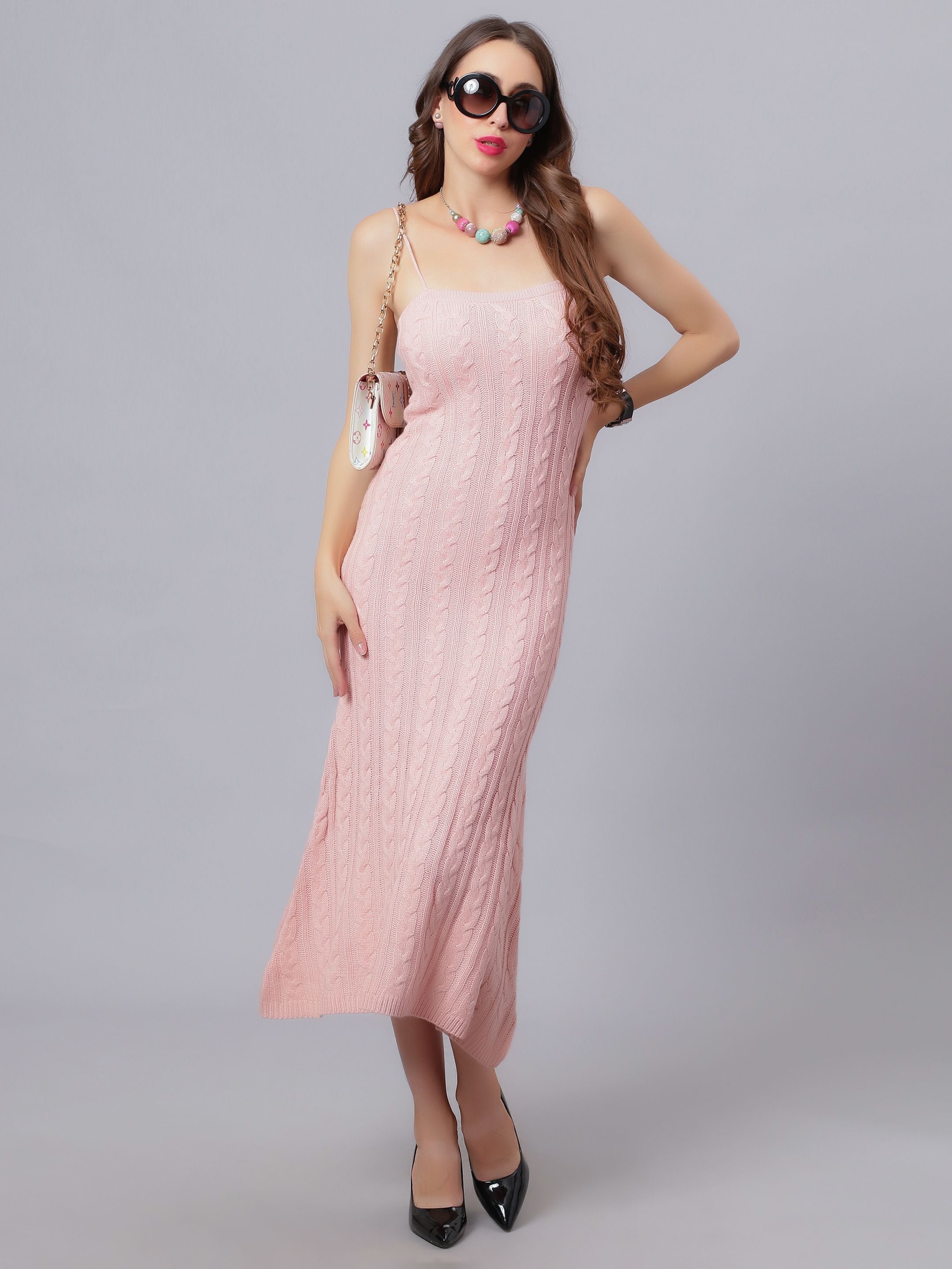 Cable Knitted Midi Dress