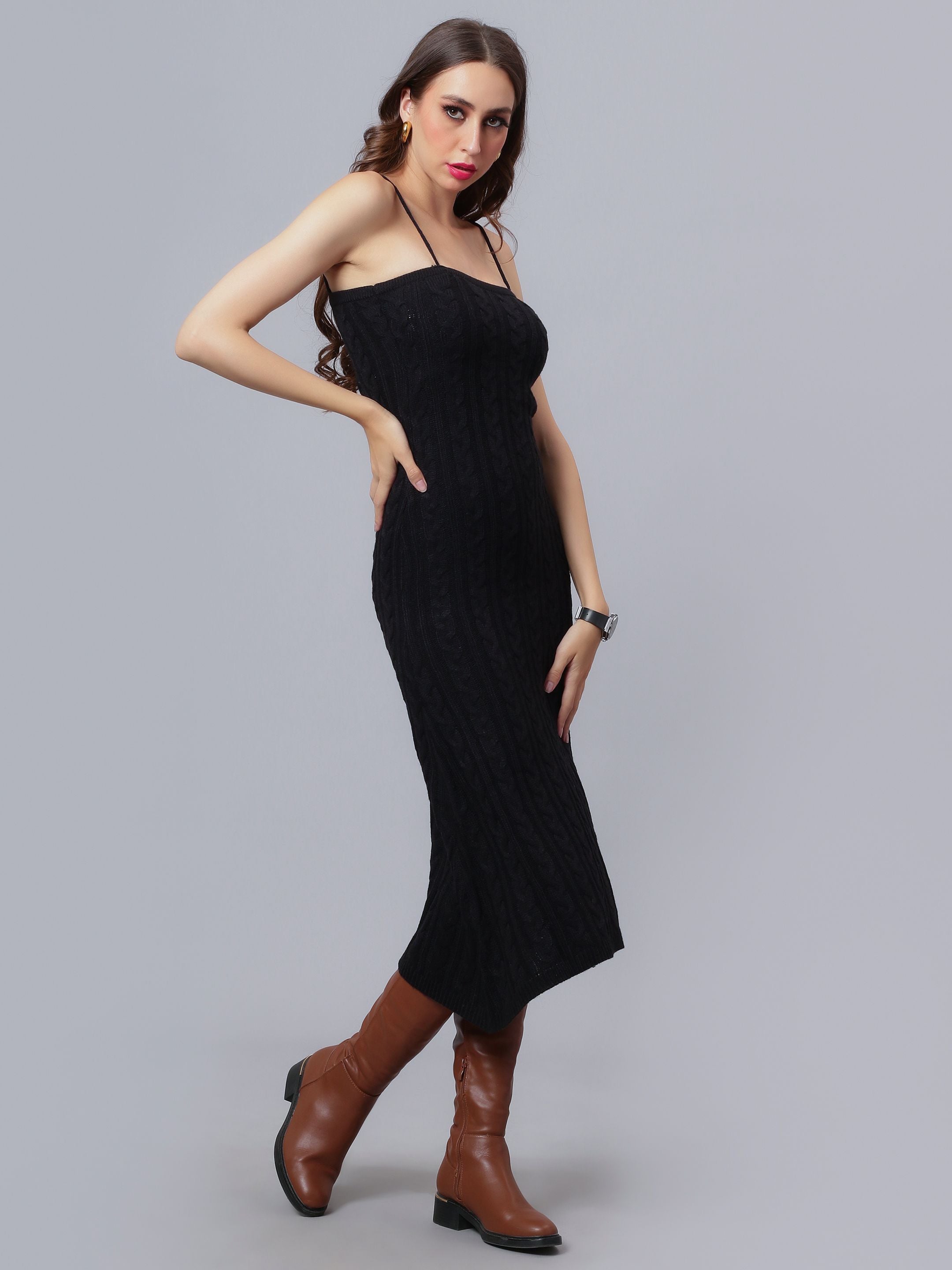 Cable Knitted Midi Dress