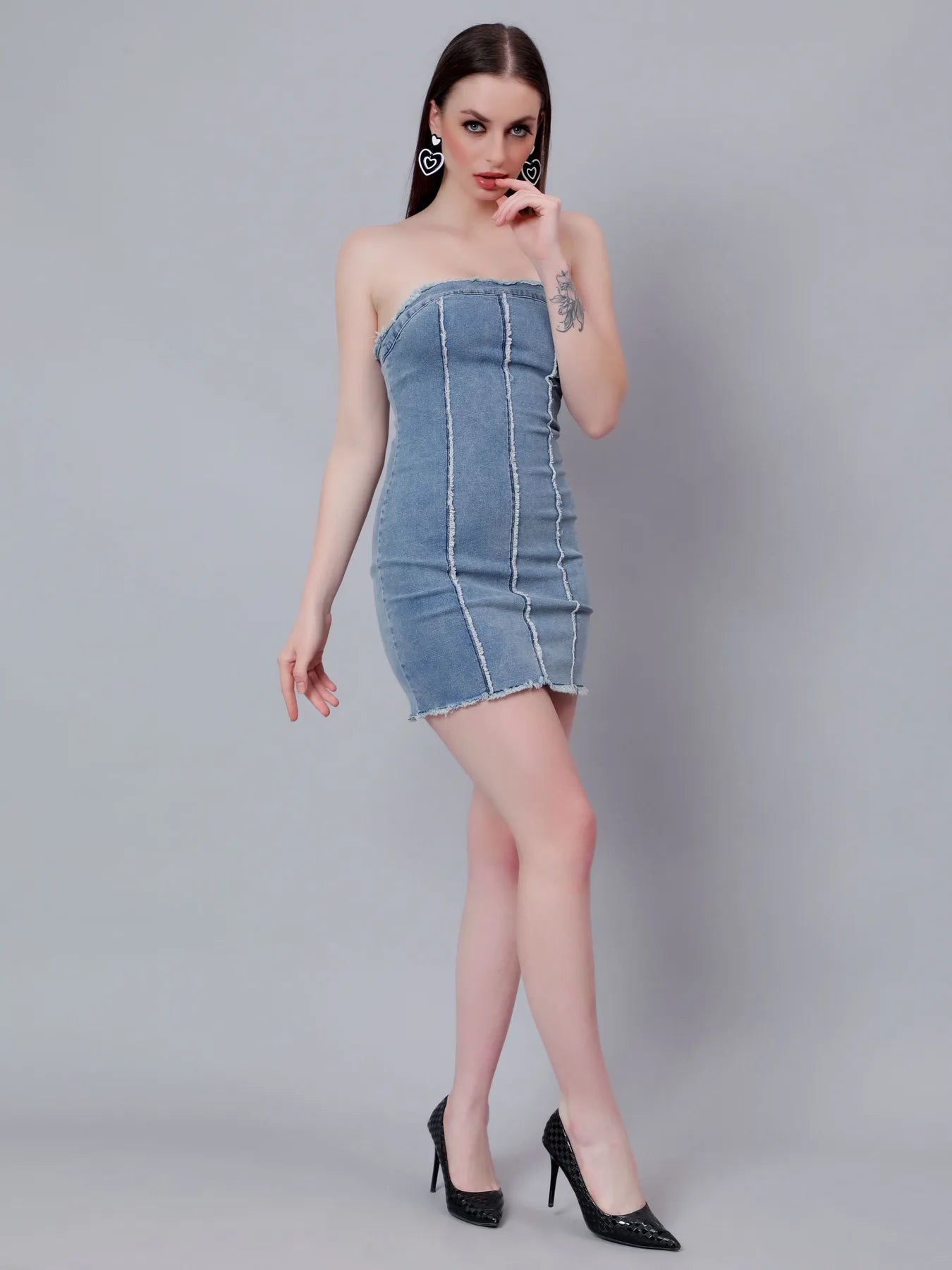 Frayed Denim Bodycon Dress