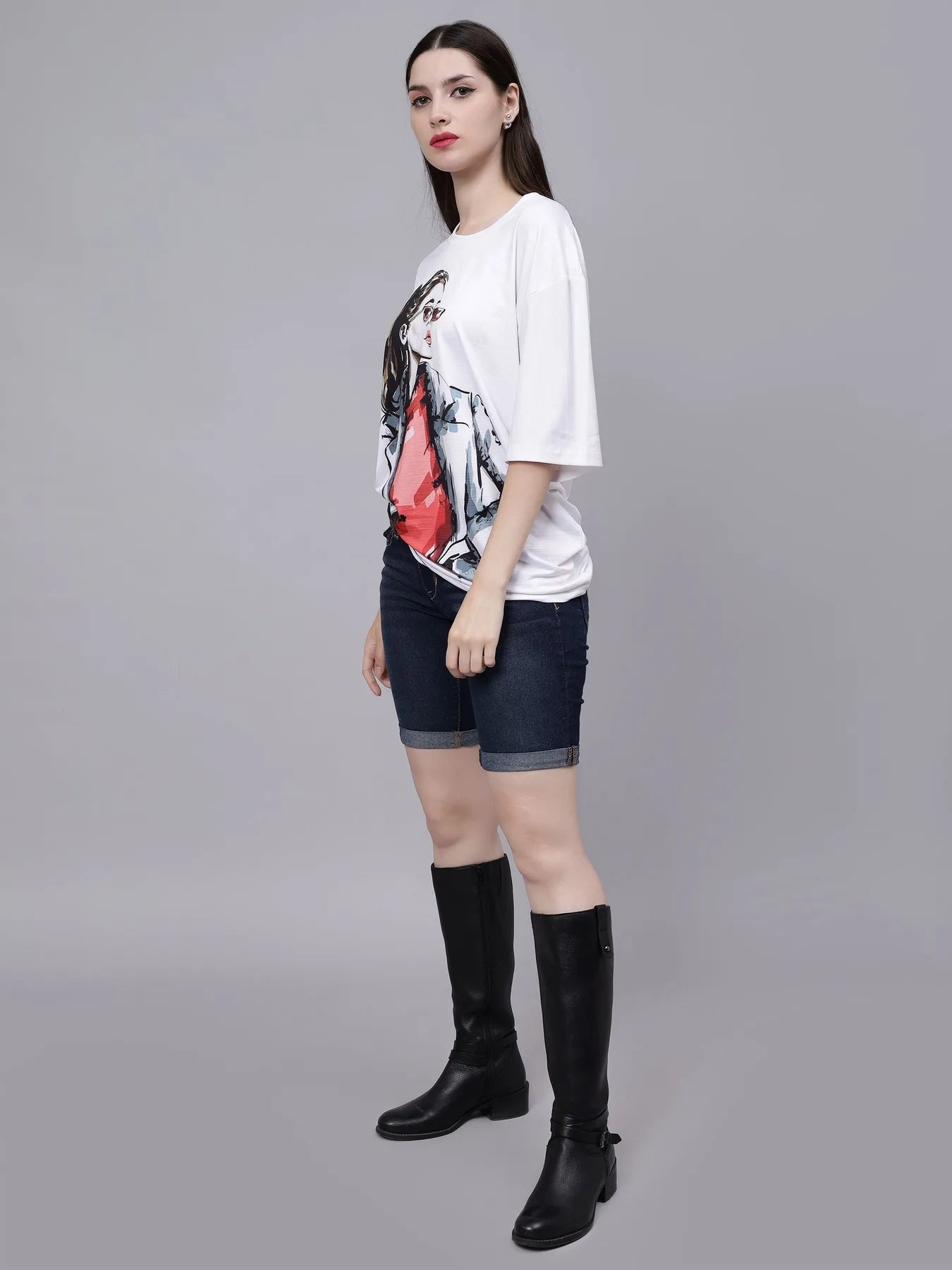 Stylish Girl Graphic Oversized T- Shirt
