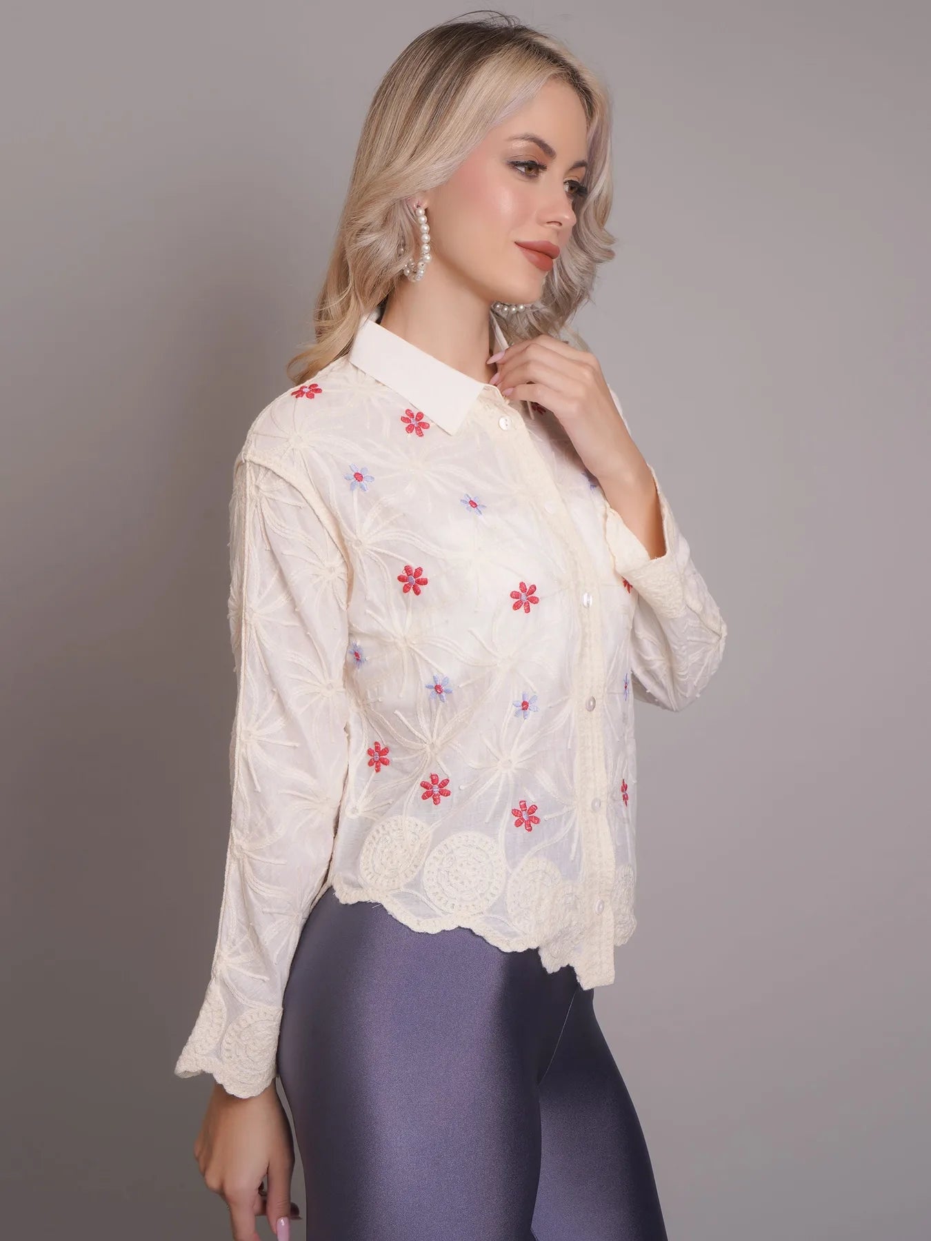 Chain Stitch Embroidered Shirt