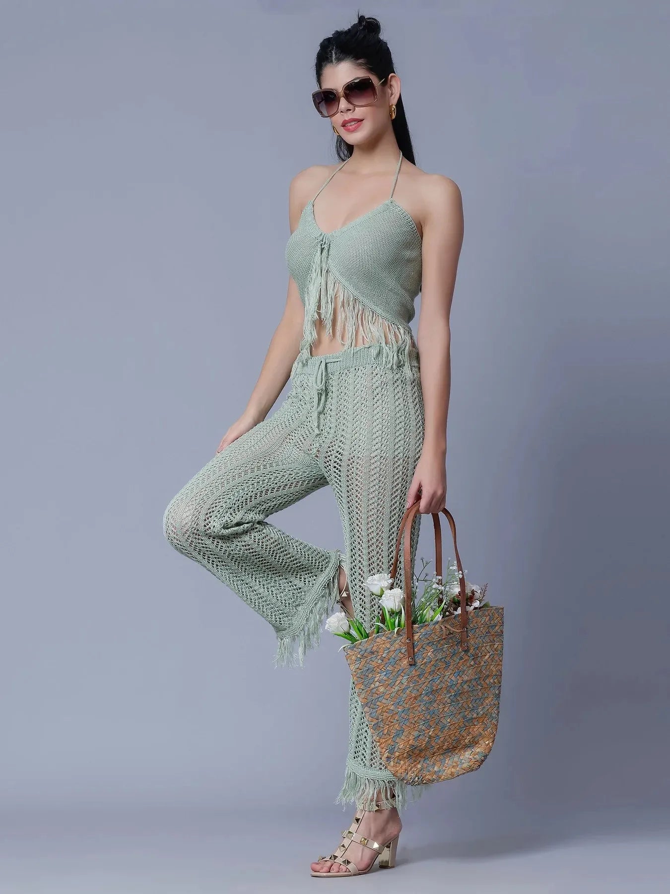 Sexy Crochet Two Piece Set