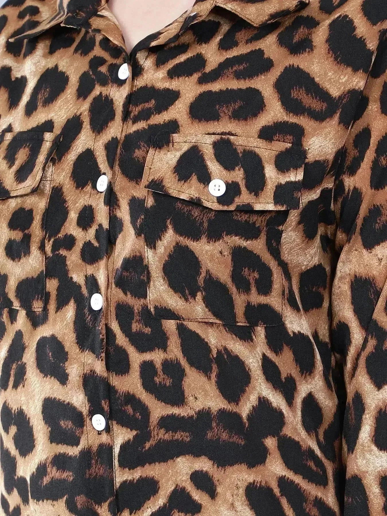 Leopard Print Long Shirt Dress