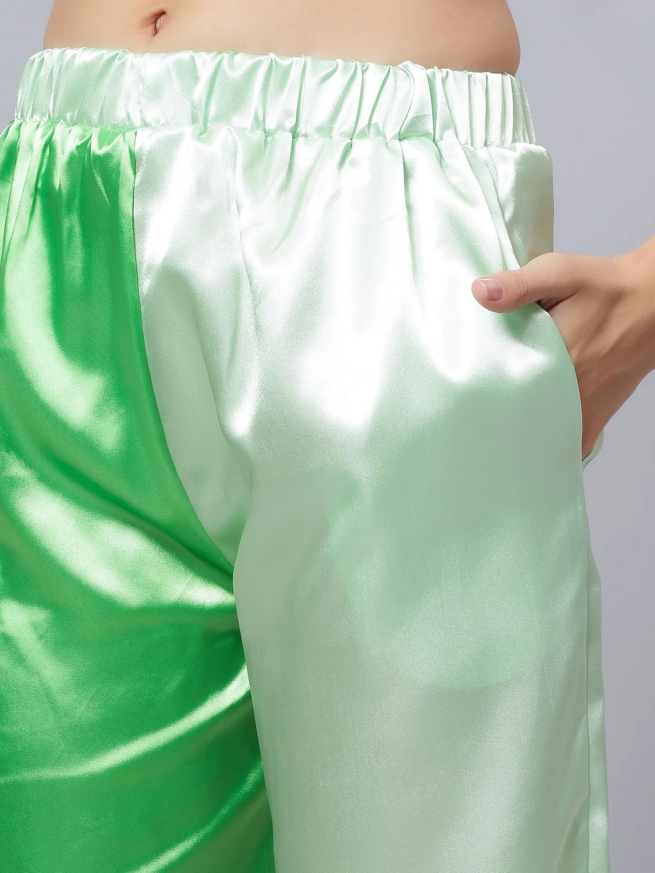 Colorblock Satin Two Piece Set