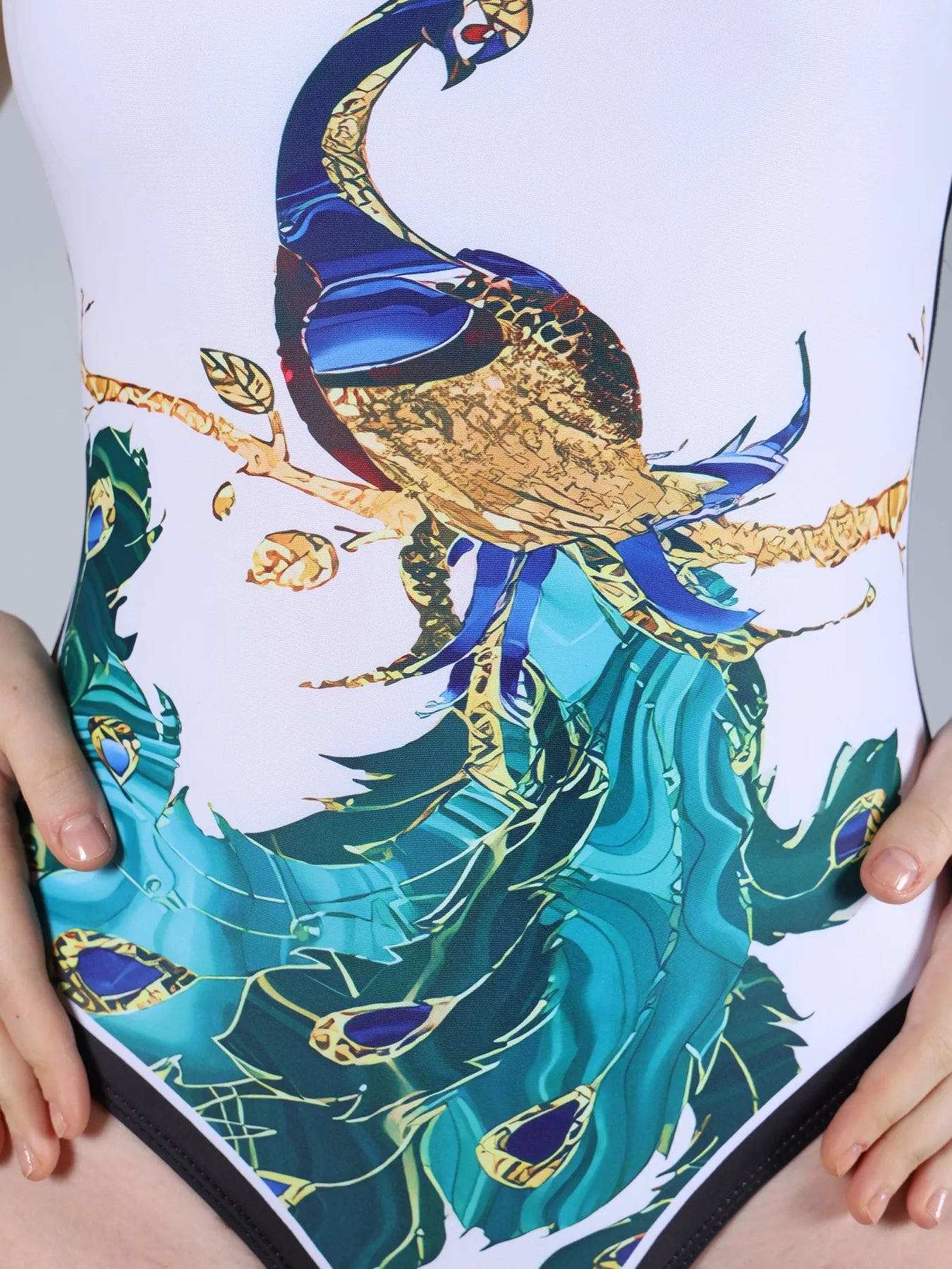 Peacock Printed Monokini With Sarong