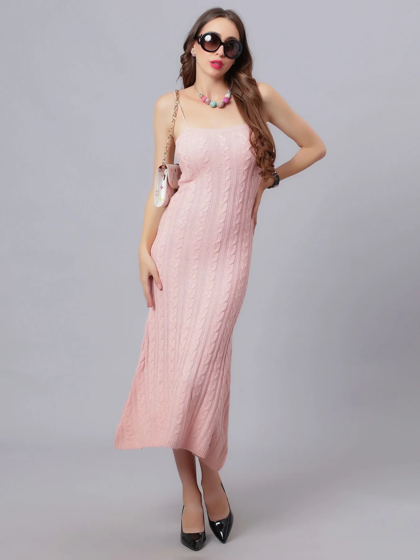Cable Knitted Midi Dress