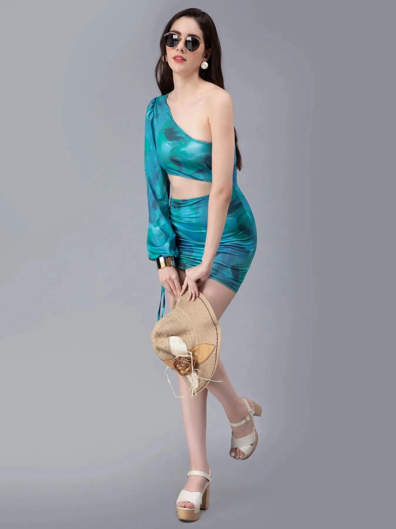 Smudge Camo Print Cutout Bodycon Dress