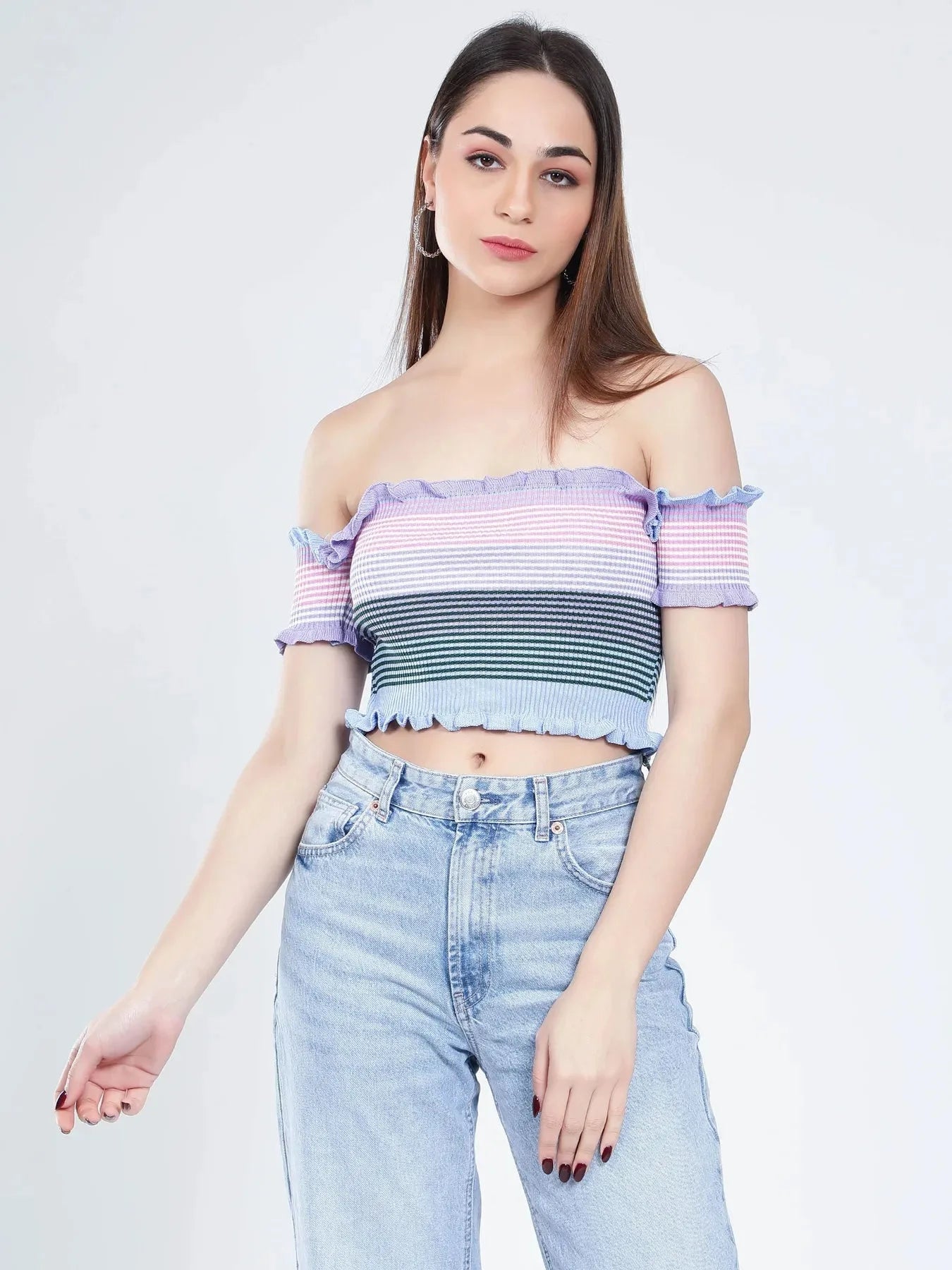 Bardot Rib Knit Top