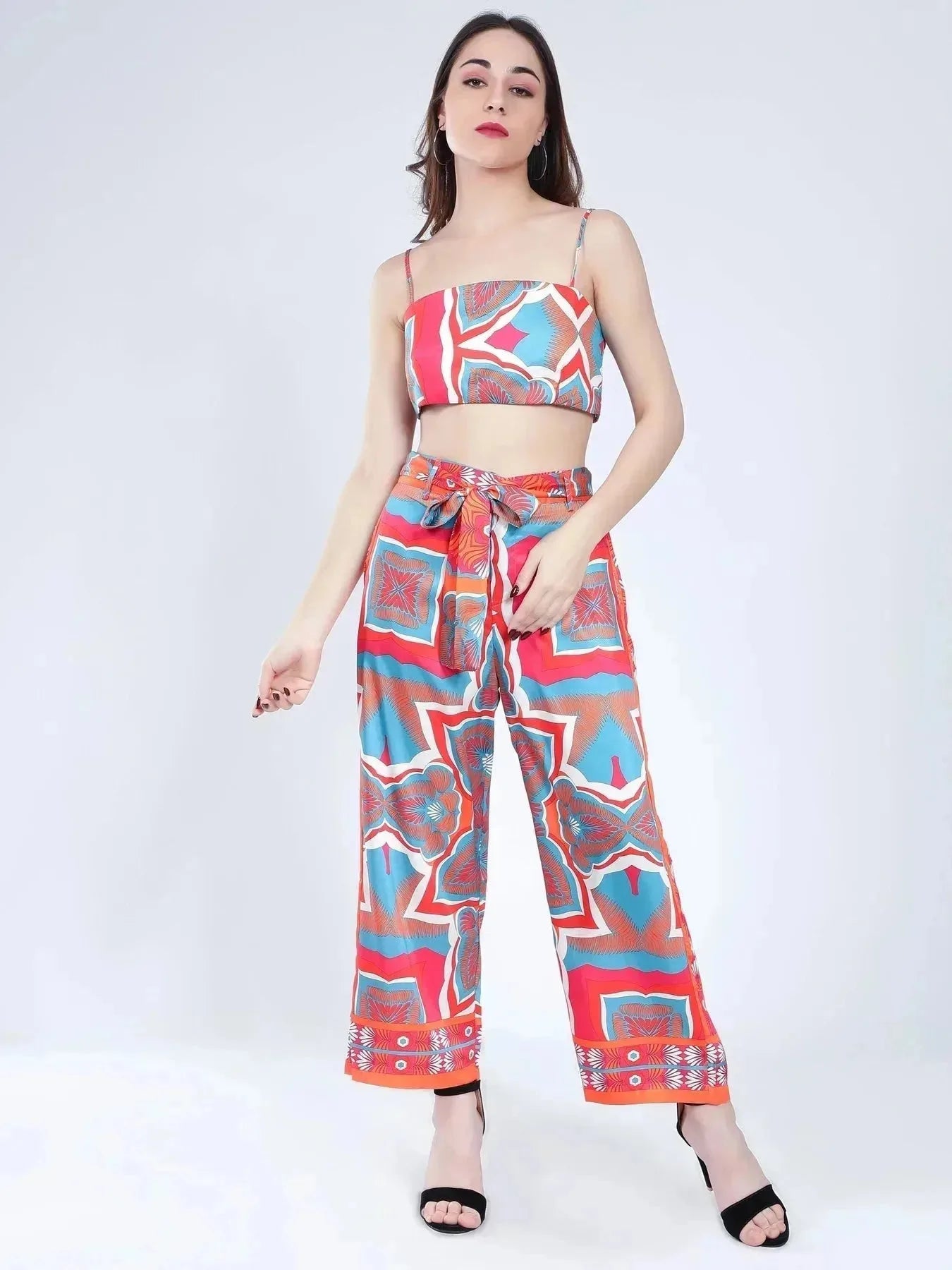 Tropical Printed Kimono Three-Piece Set