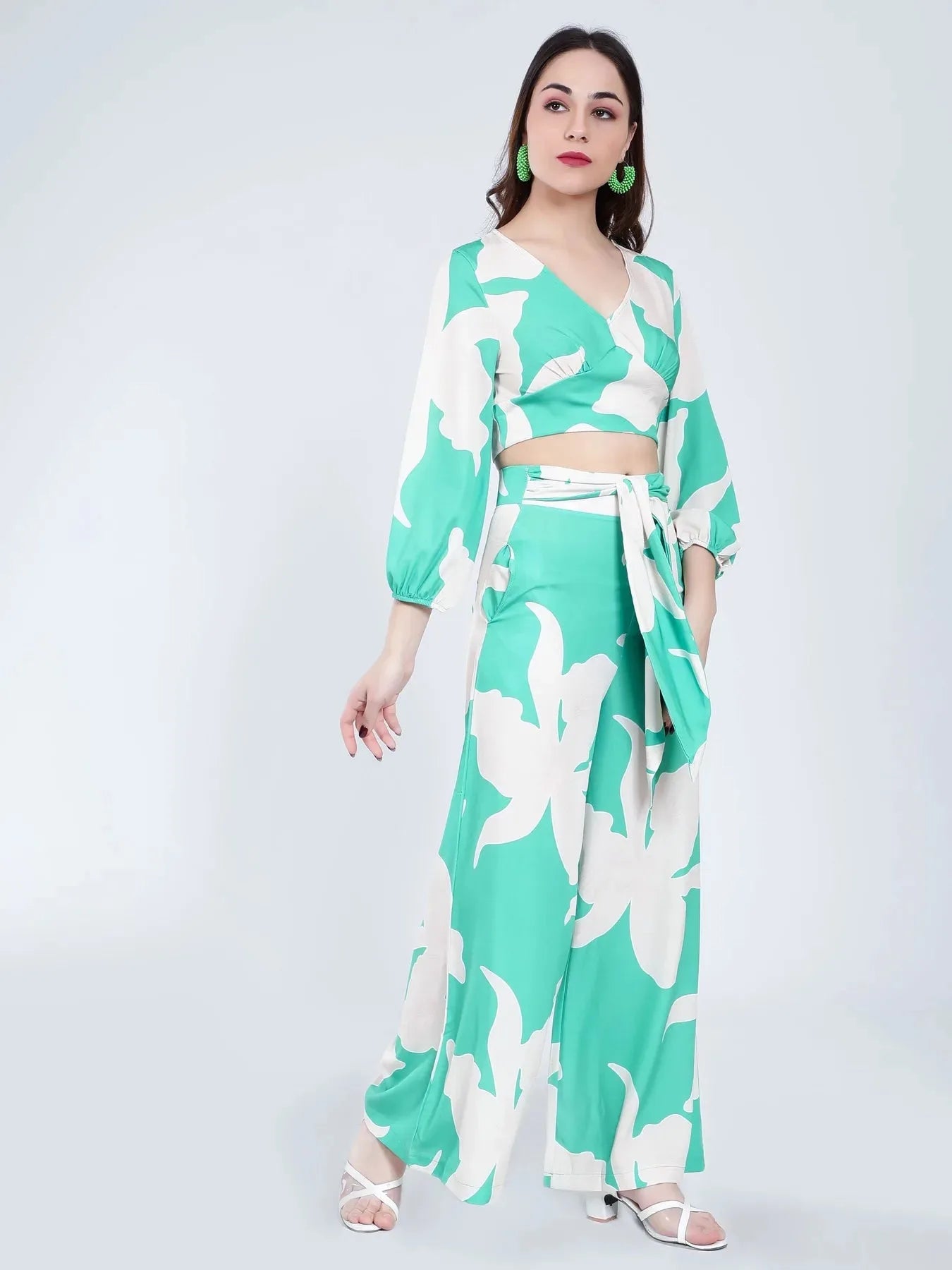 Belted Floral Two-Piece Set