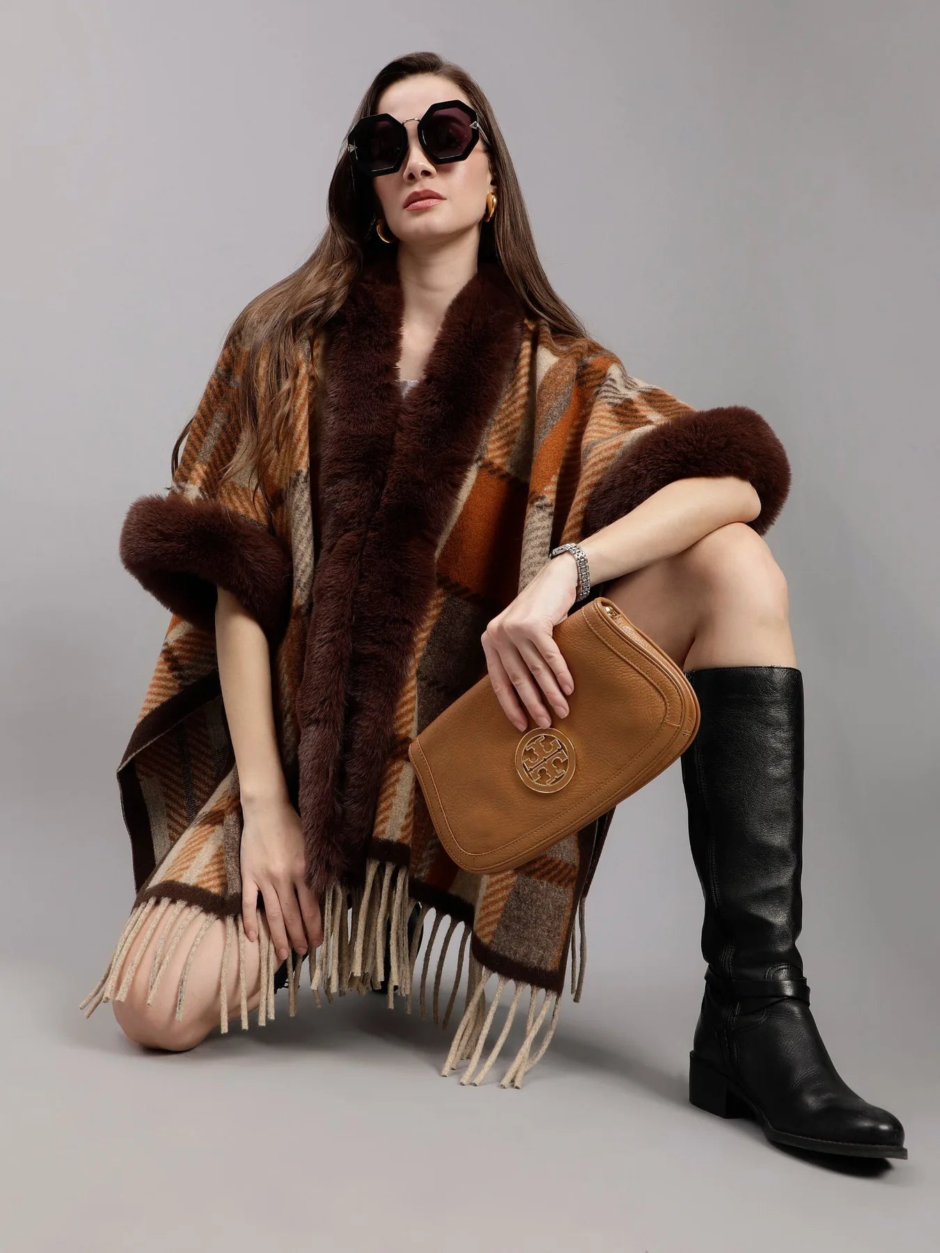 Poncho Plaid Woolen Cape