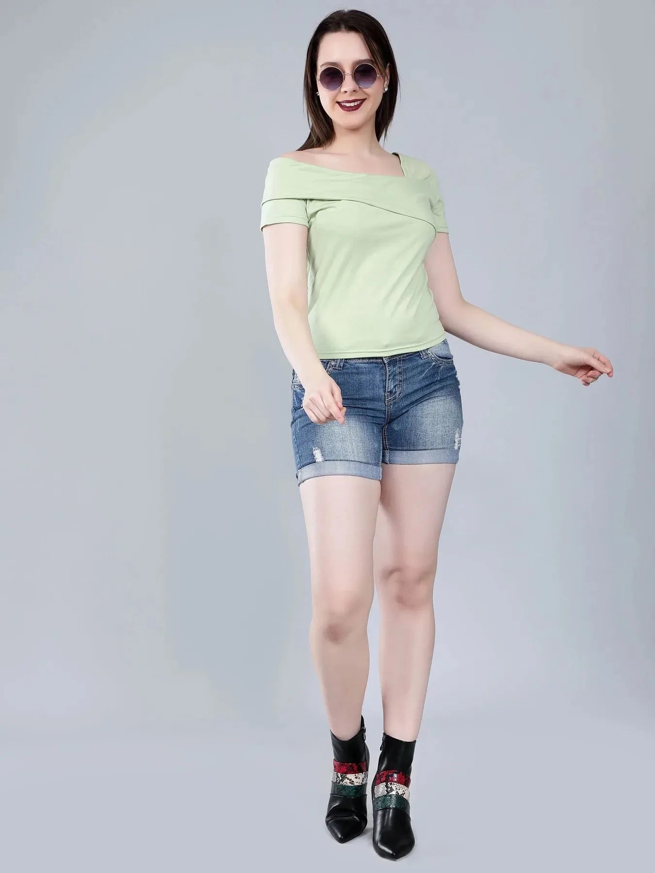 Asymmetric Neck T-Shirt