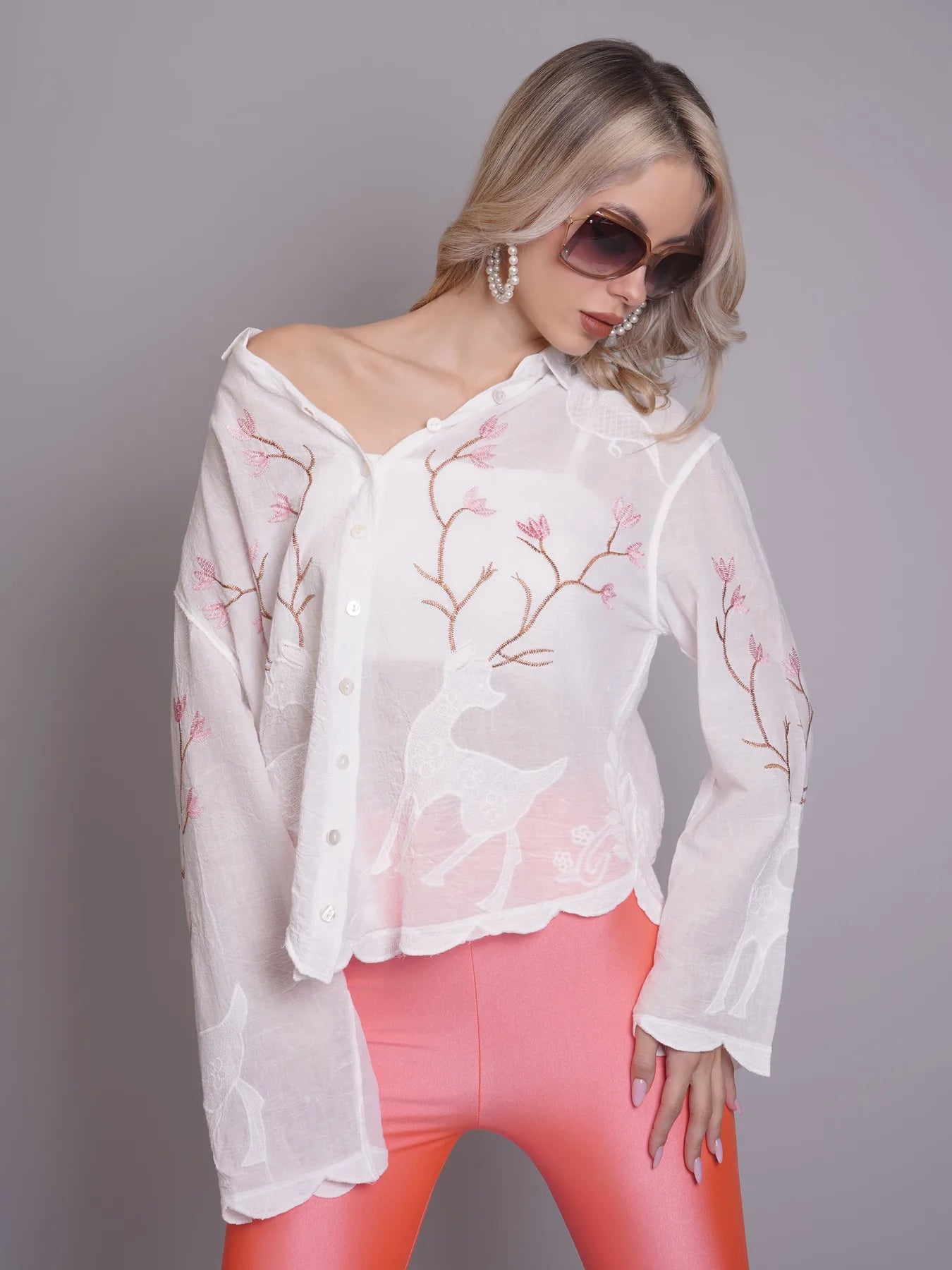 Deer Embroidered Shirt