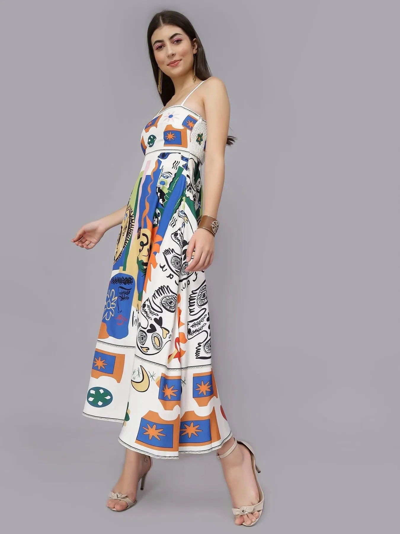Sunburst Serenade Printed Beach Dress