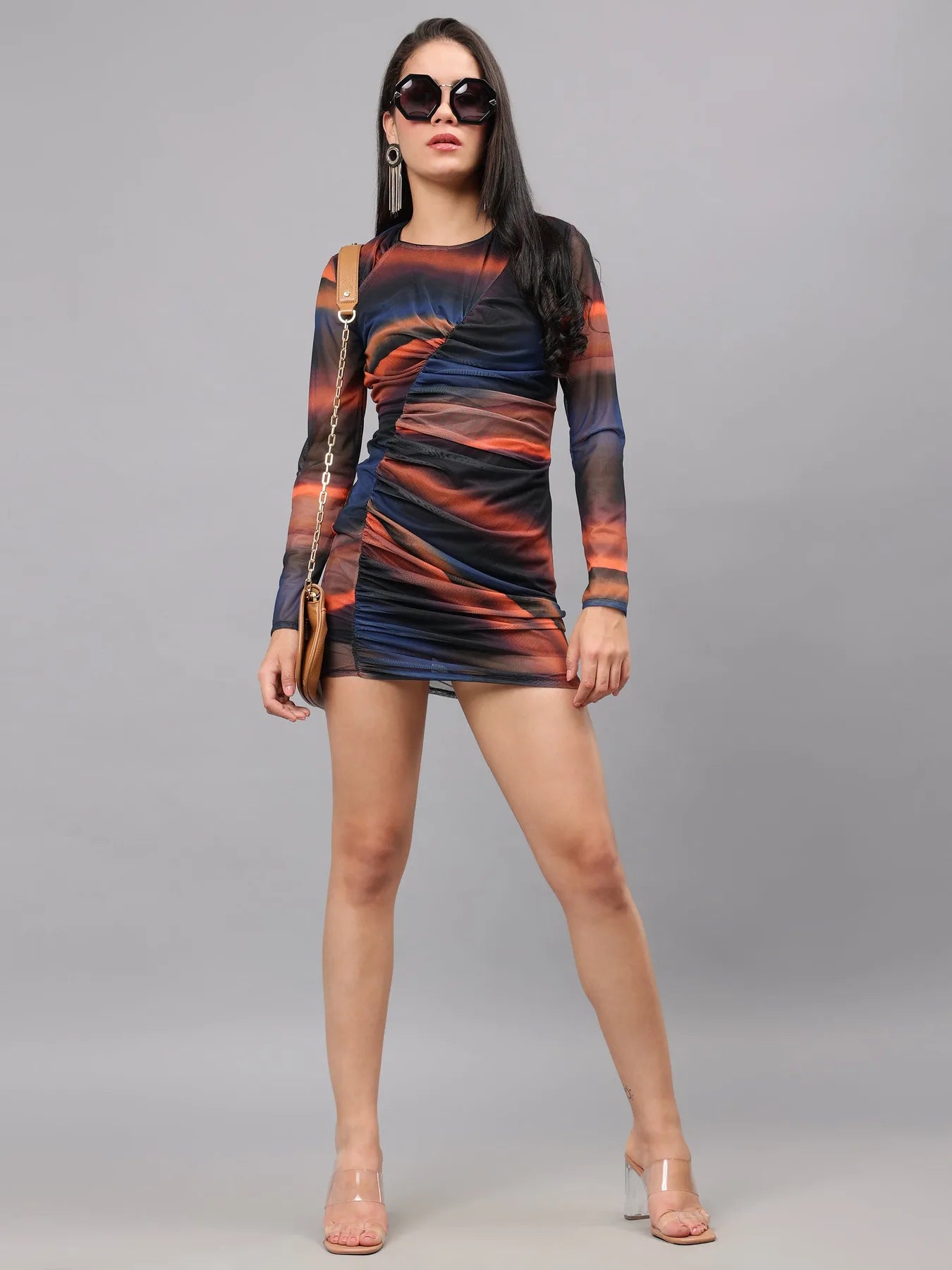 Tie Dye Bodycon Ruched Dress