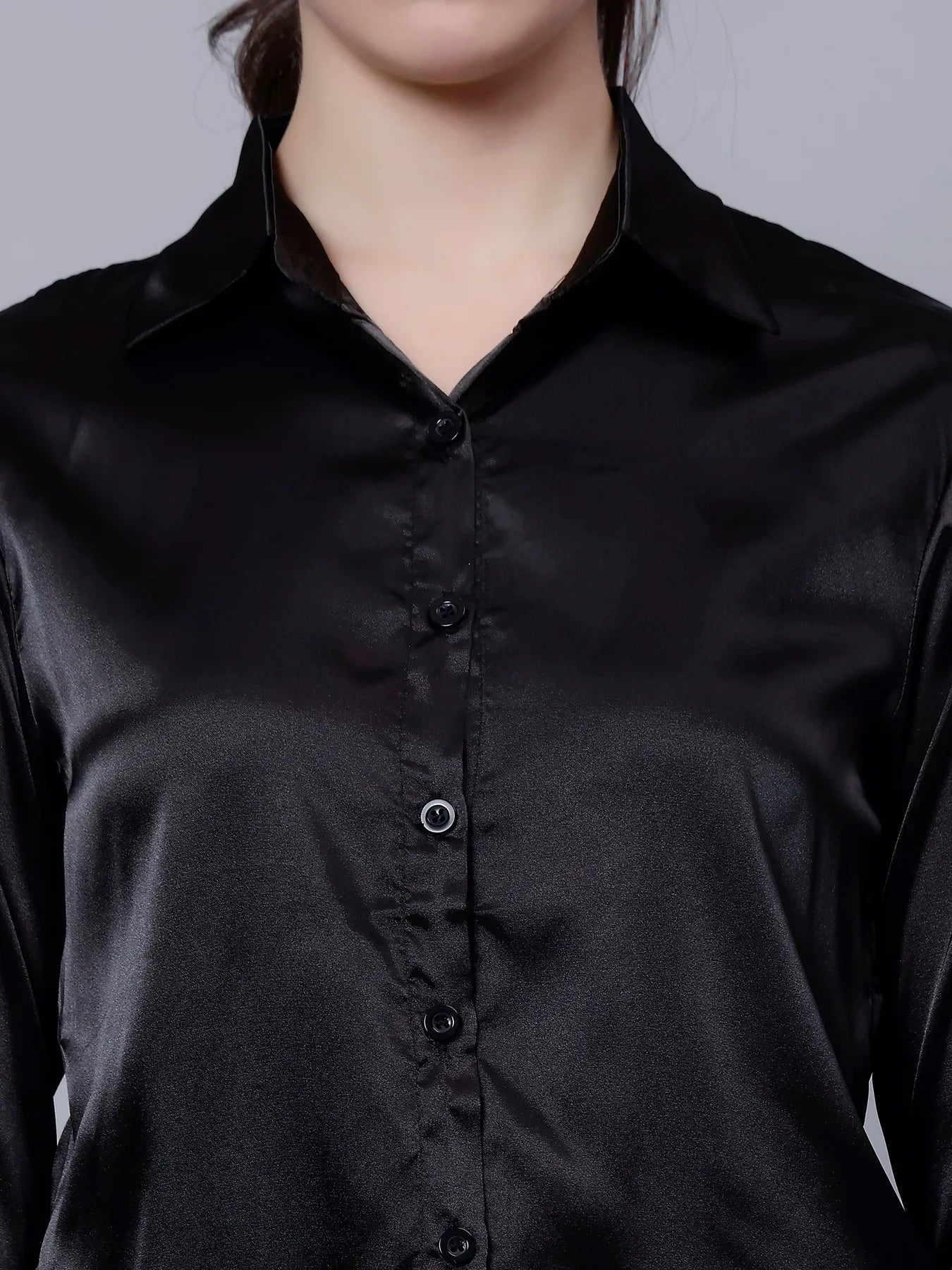 Elegant Ribbon Satin Shirt