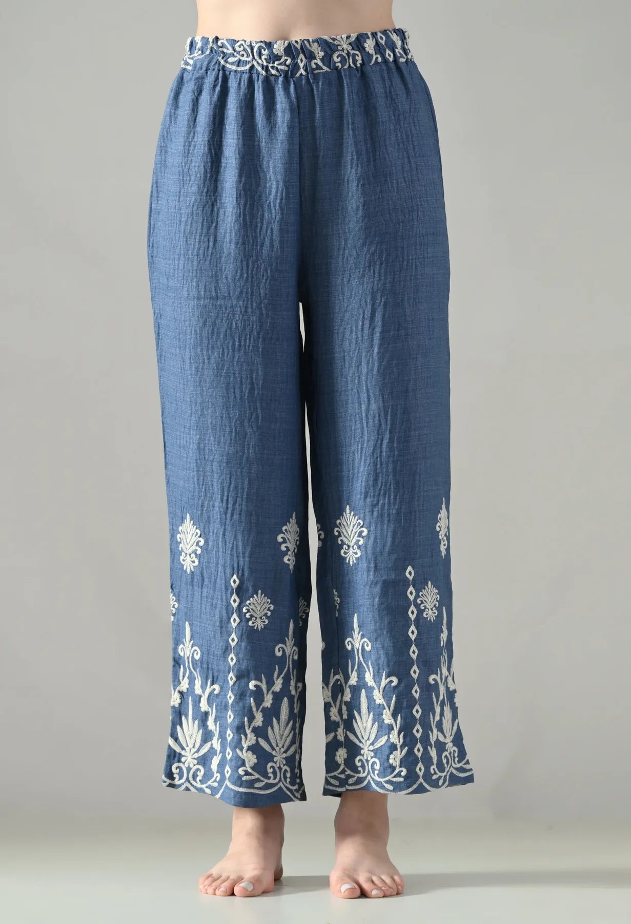 Embroidered Denim Ease Co-ord Set