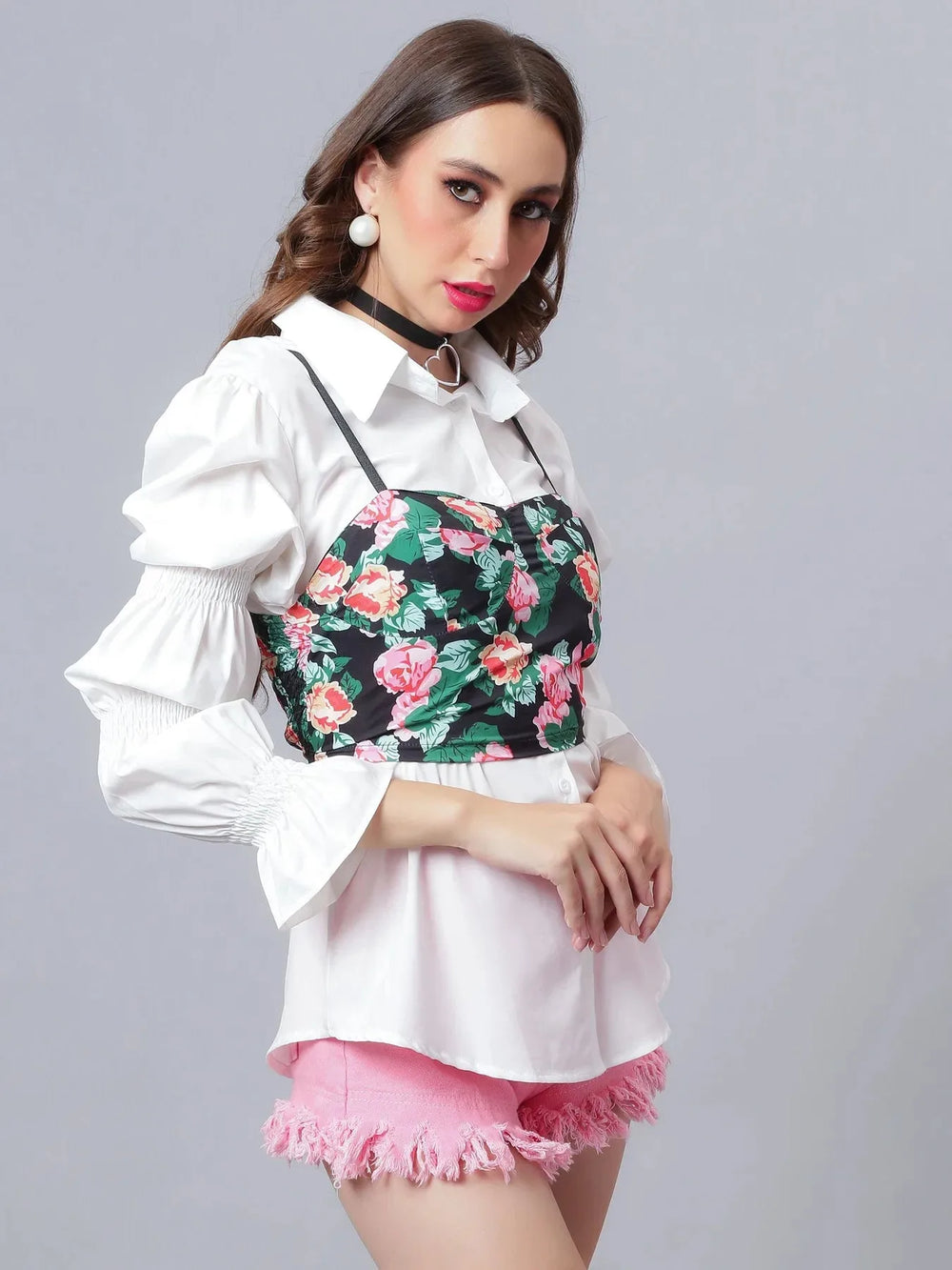 Floral Cami and Shirt Set