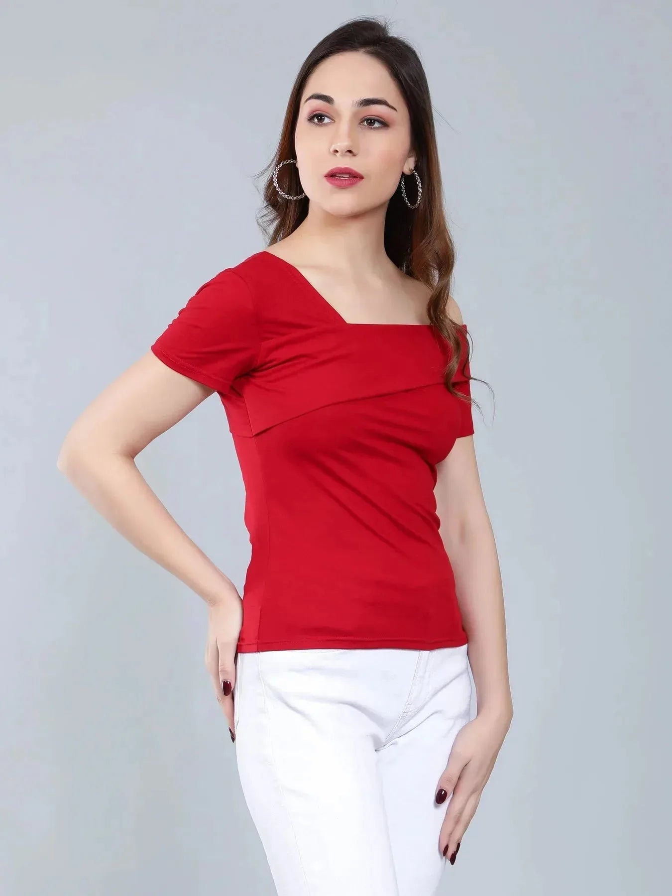 Asymmetric Neck T-Shirt