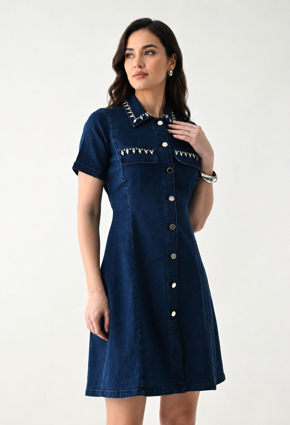 Crystal Denim Mini Dress