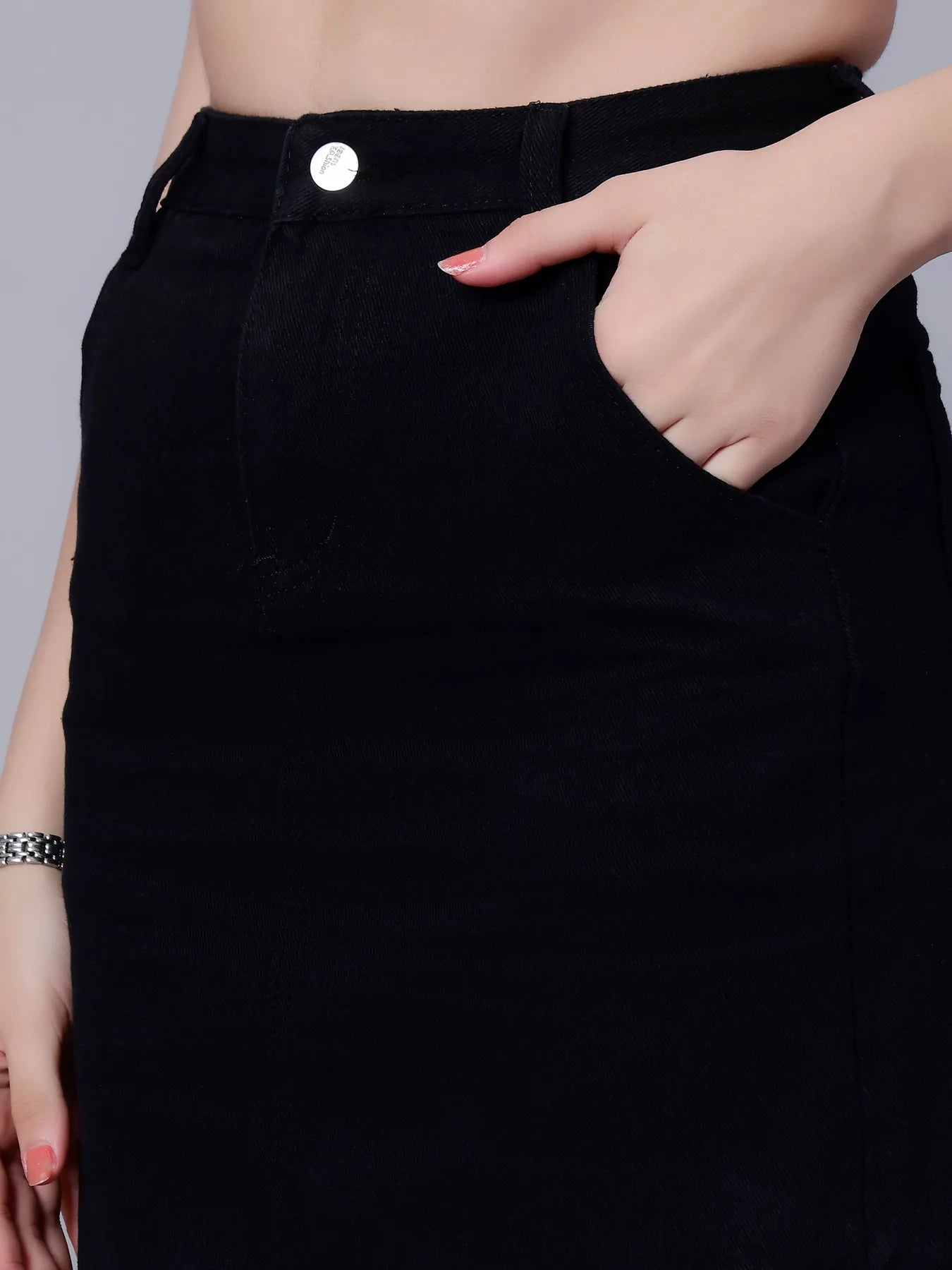 High Waist A-line Denim Skirt