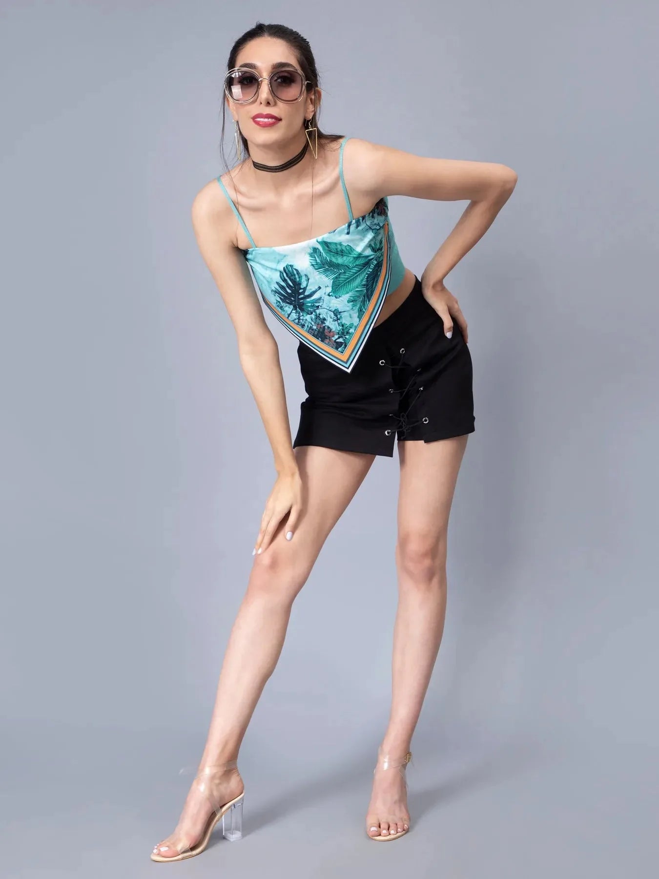 Print Handkerchief Flap Cami Top