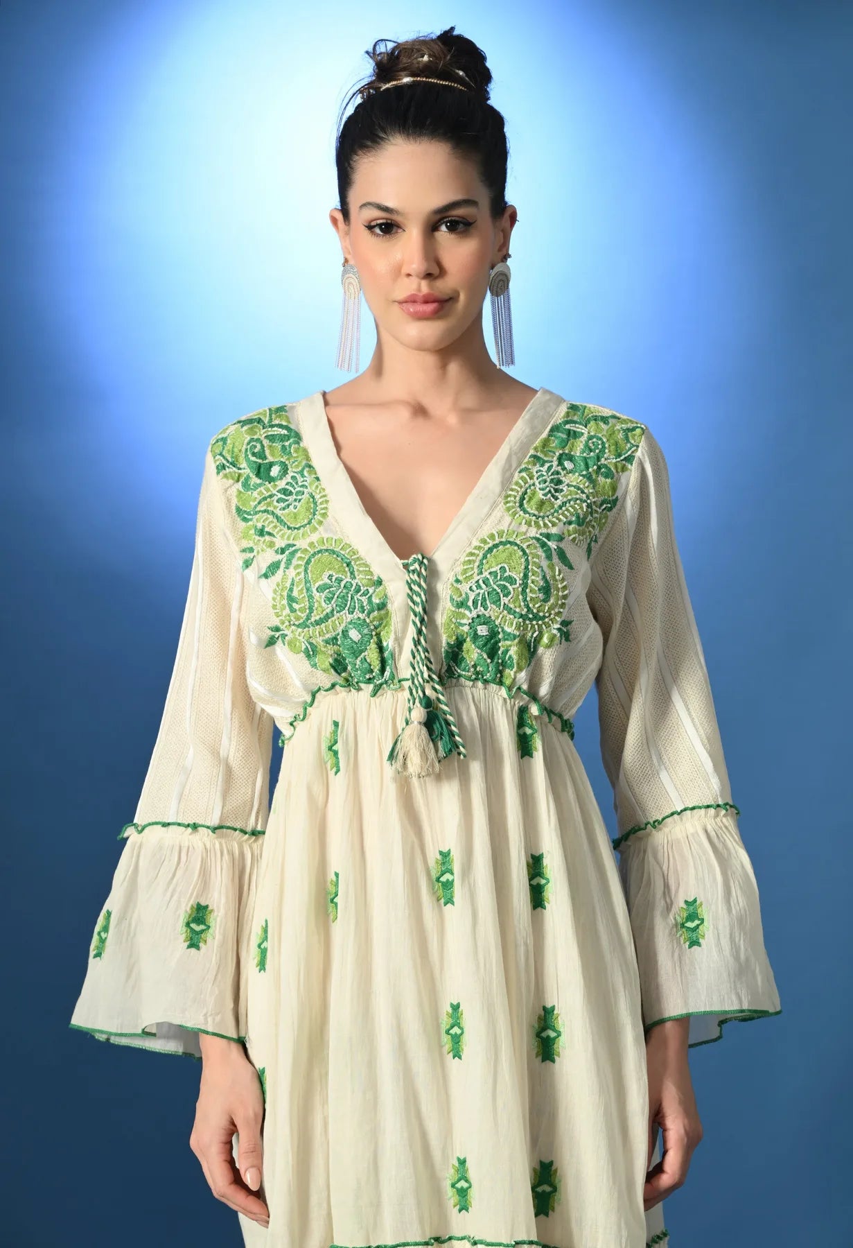 Aurora Jacquard Green Maxi Dress