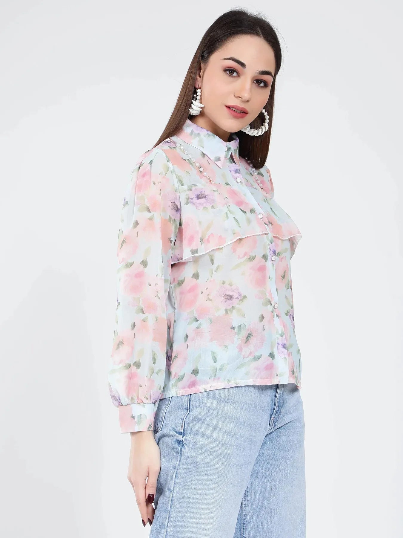 Ruffle Floral Shirt