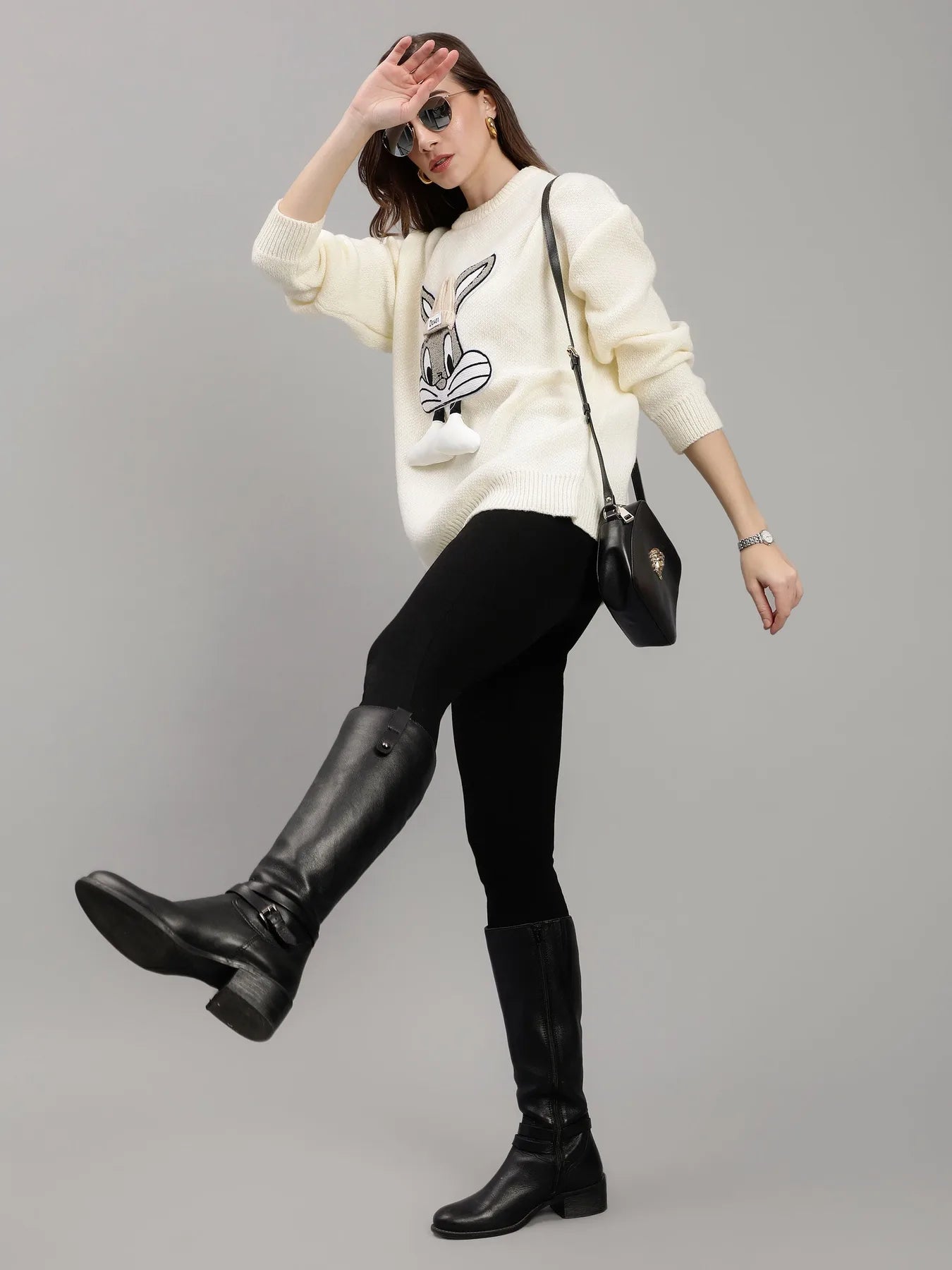 Bunny Patch Knitted Long Pullover
