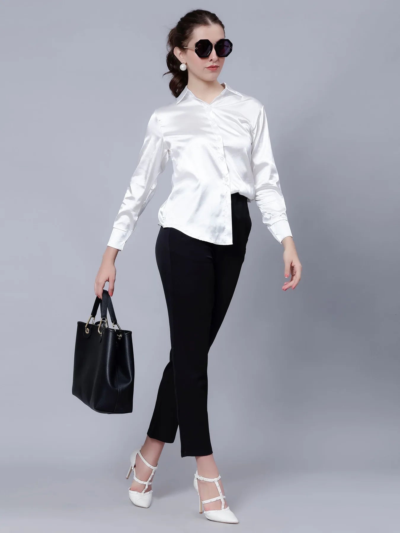 Elegant Ribbon Satin Shirt