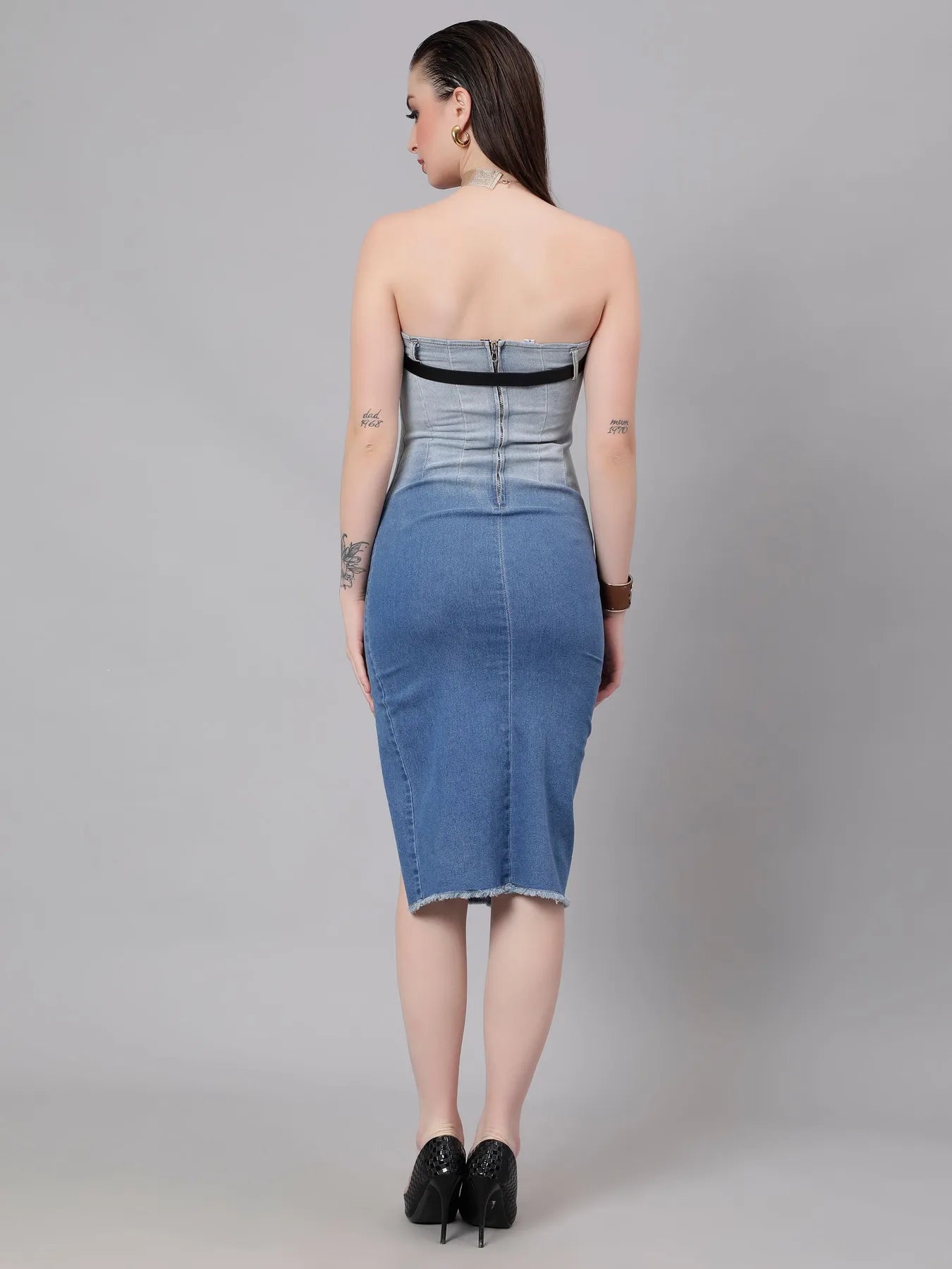 Gradient Tube Denim Dress