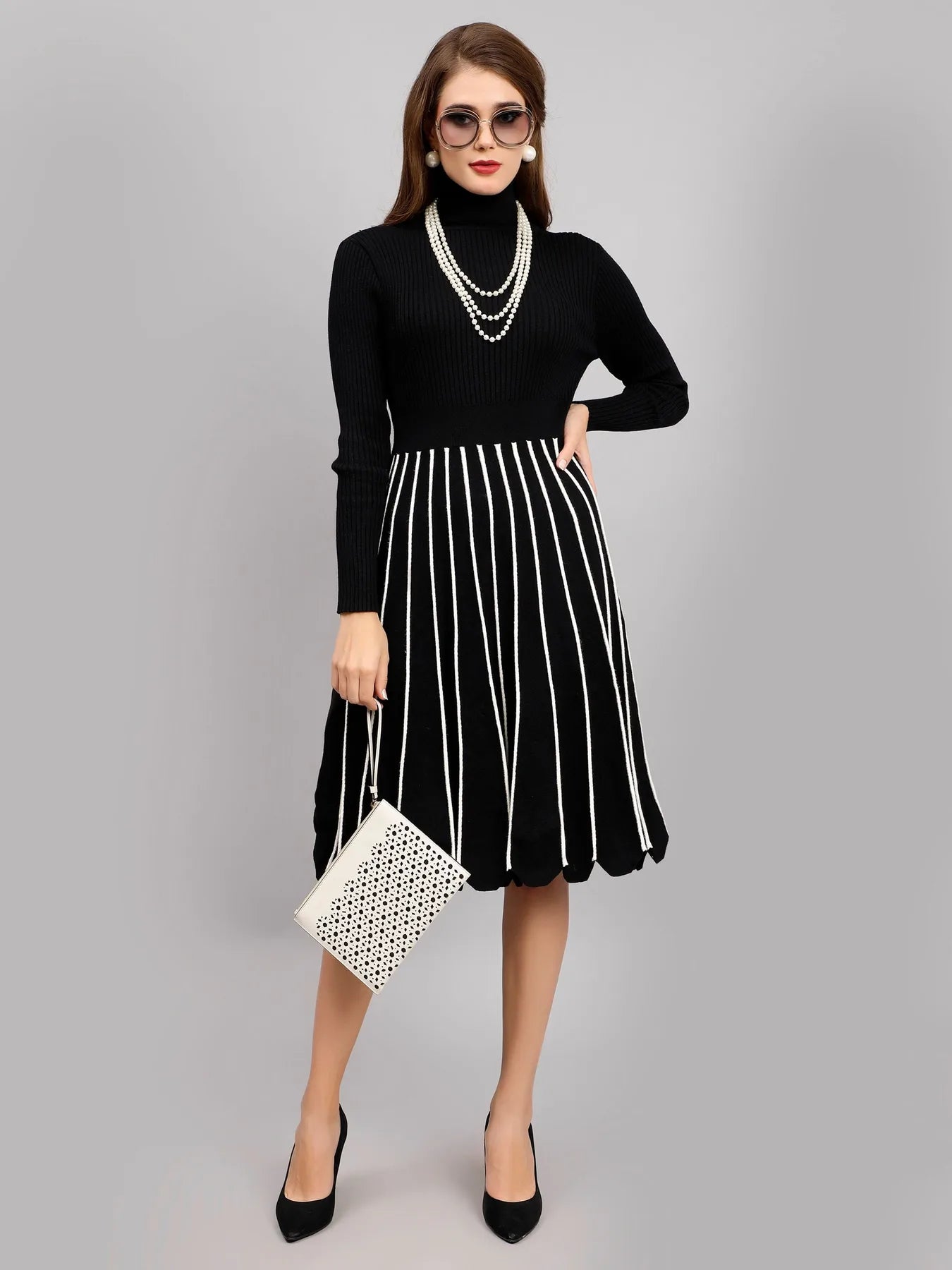 Elegant Winter Scallop Dress