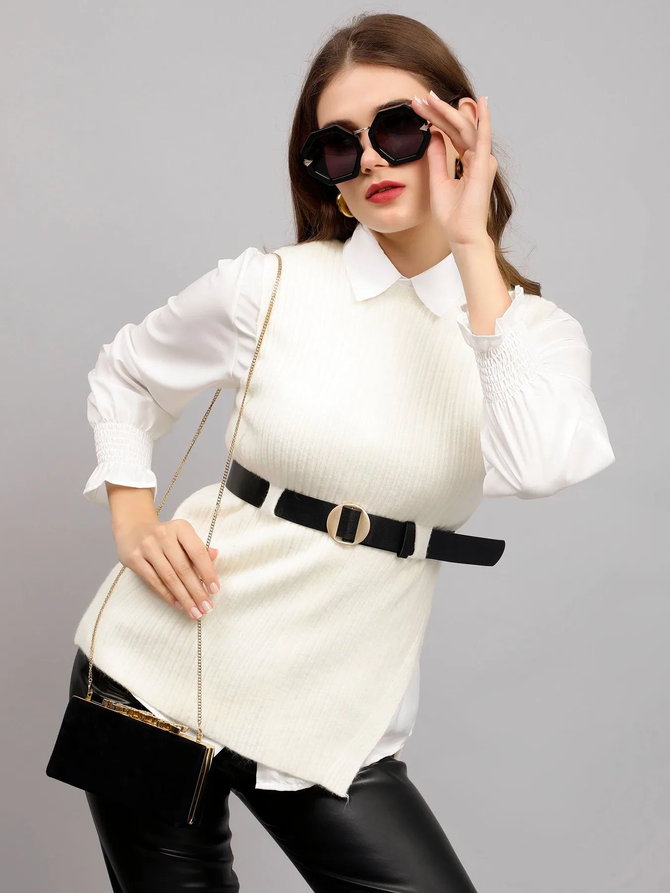 Knitted Winter Vest and Shirt Set