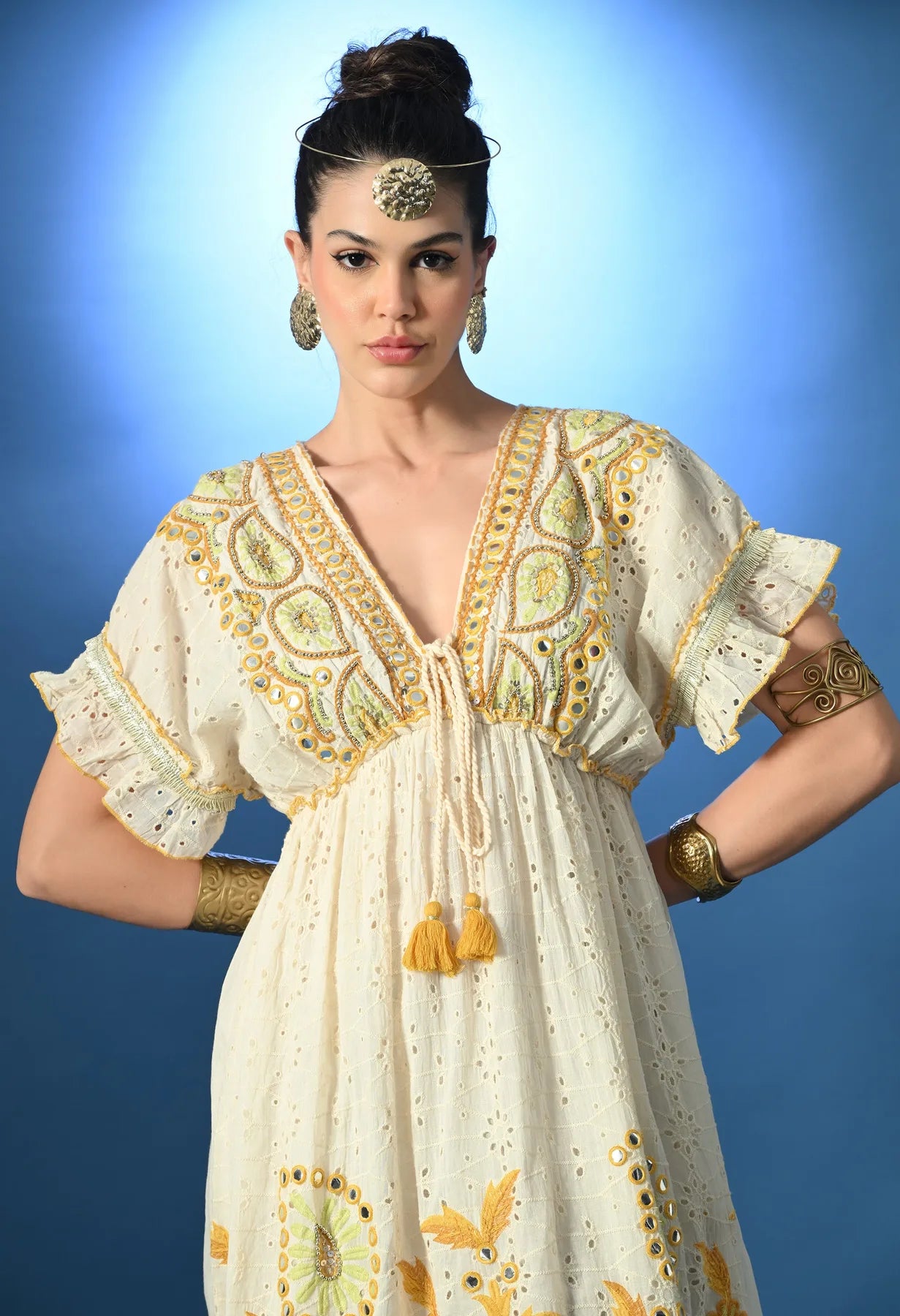 Mirror Glow Schiffli Maxi Dress