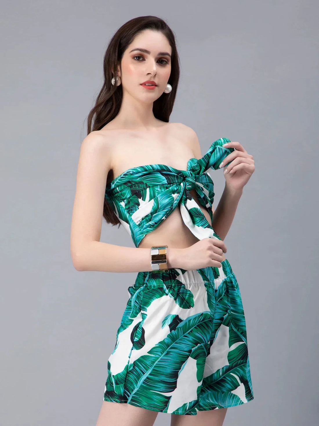 Front Knot Tube Top and Shorts Set