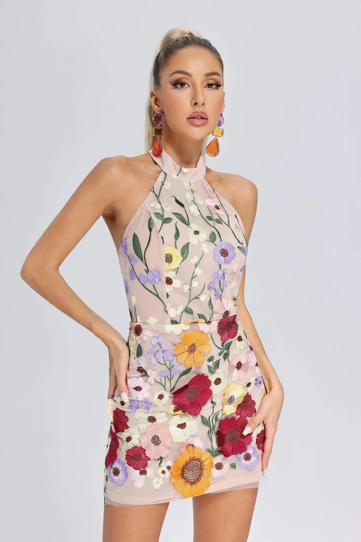 Mock Neck Short Dress