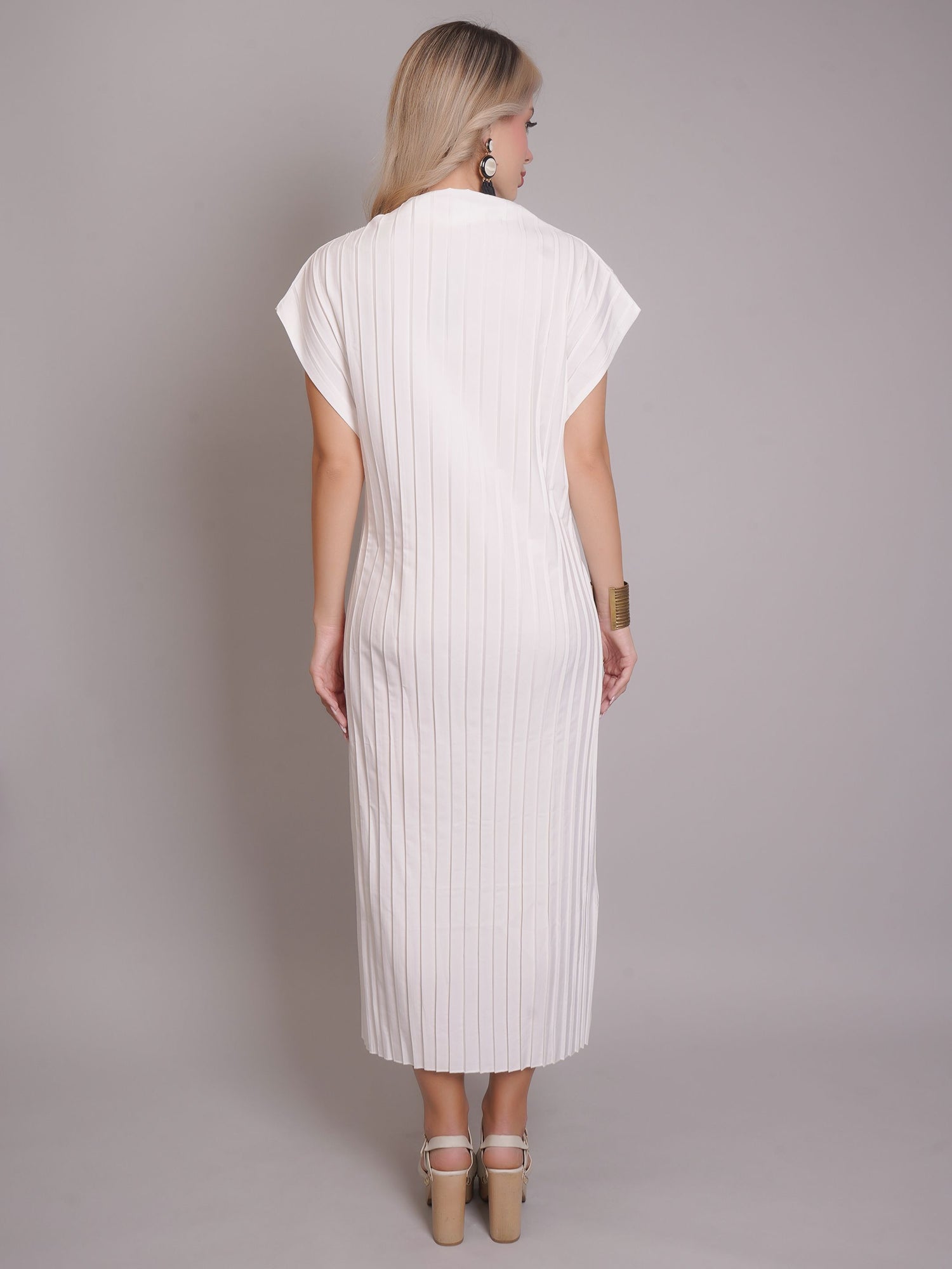 Printed Pleated Midi Dress