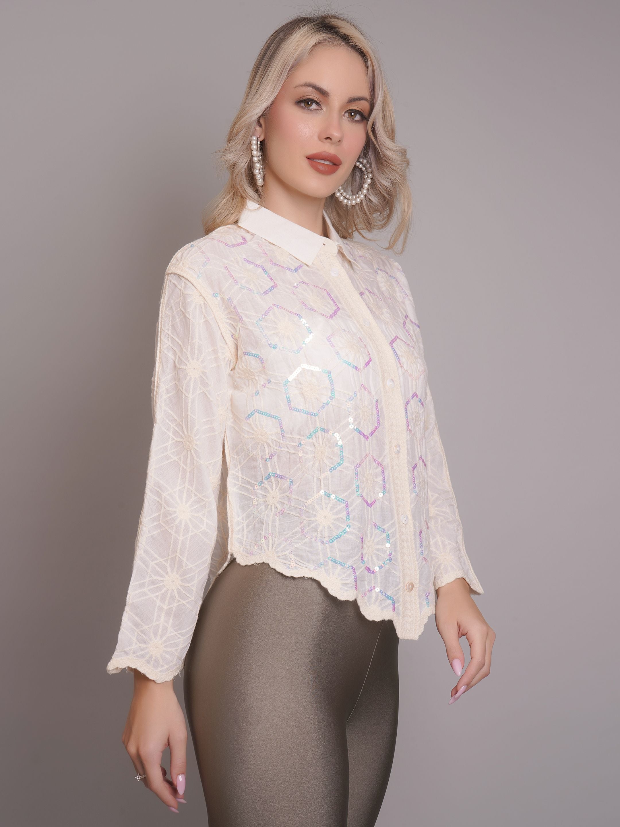 Chain Stitch Embroidered Shirt