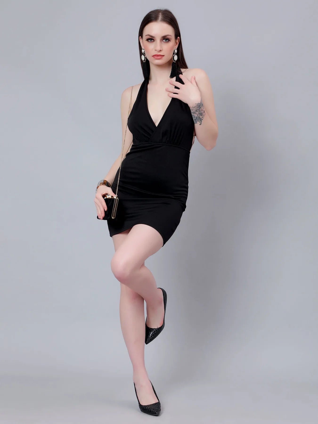 Chain Halter Mini Dress