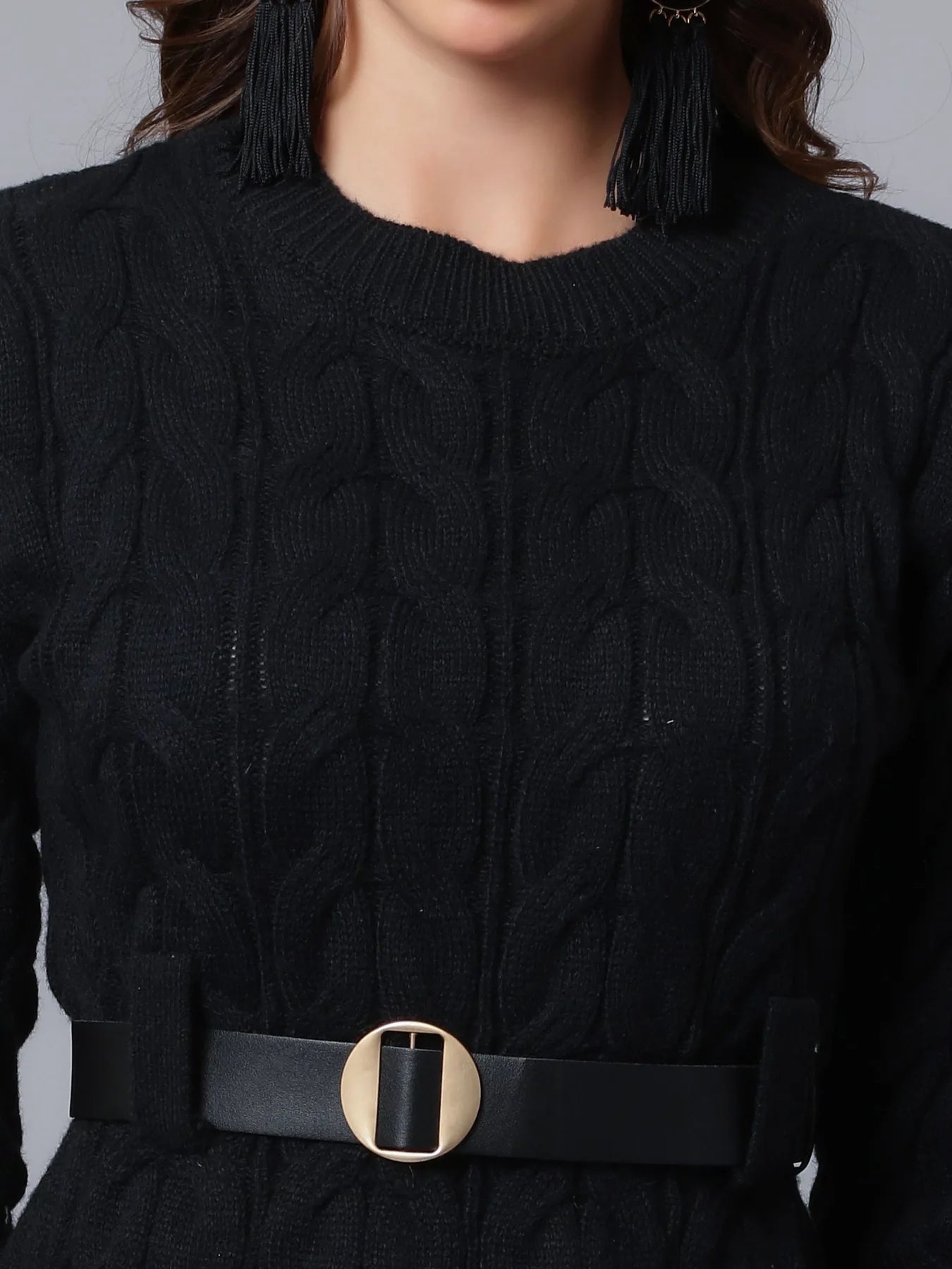 Winter Cable Knitted Sweater Dress