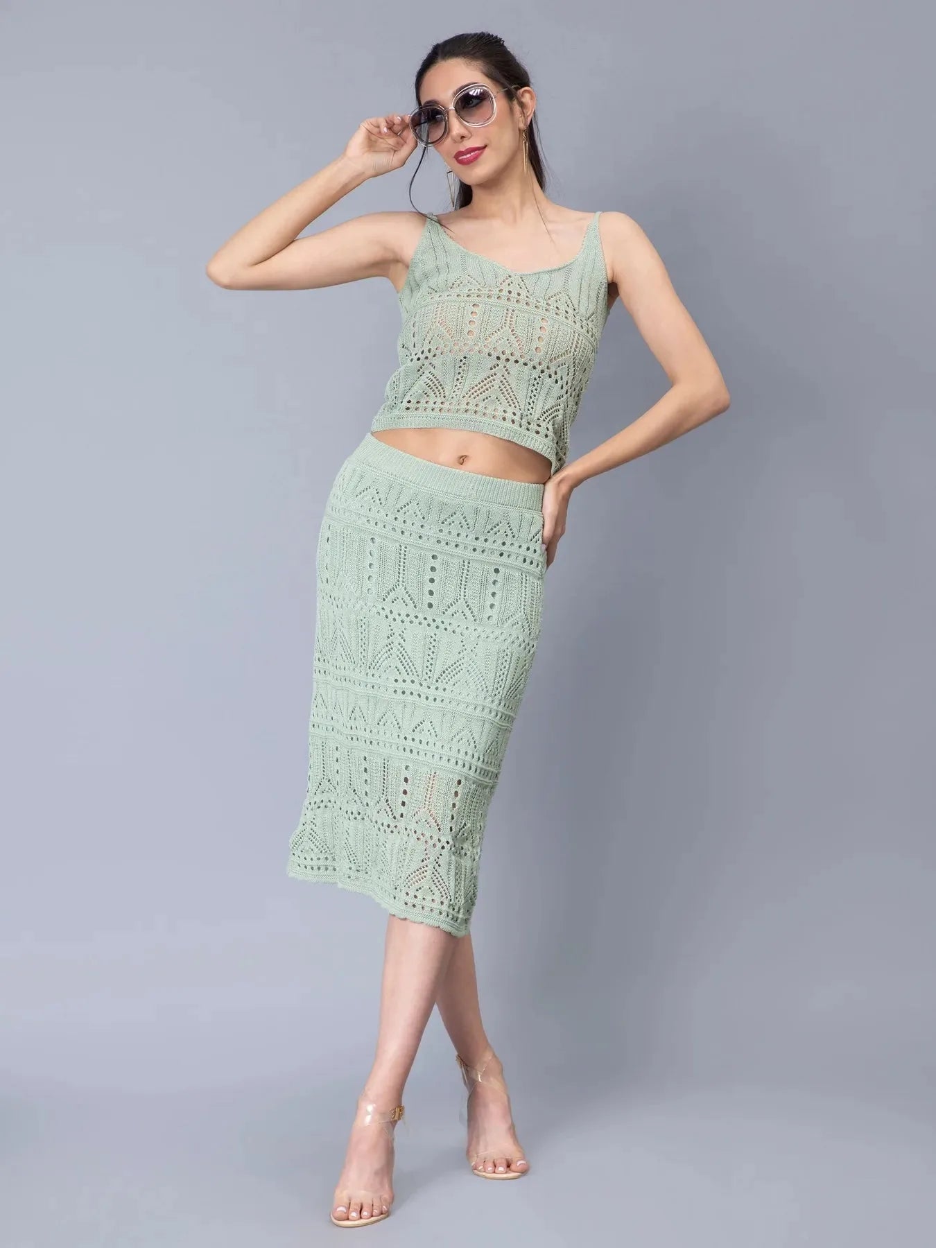 Crochet Cami and Skirt Two Piece set