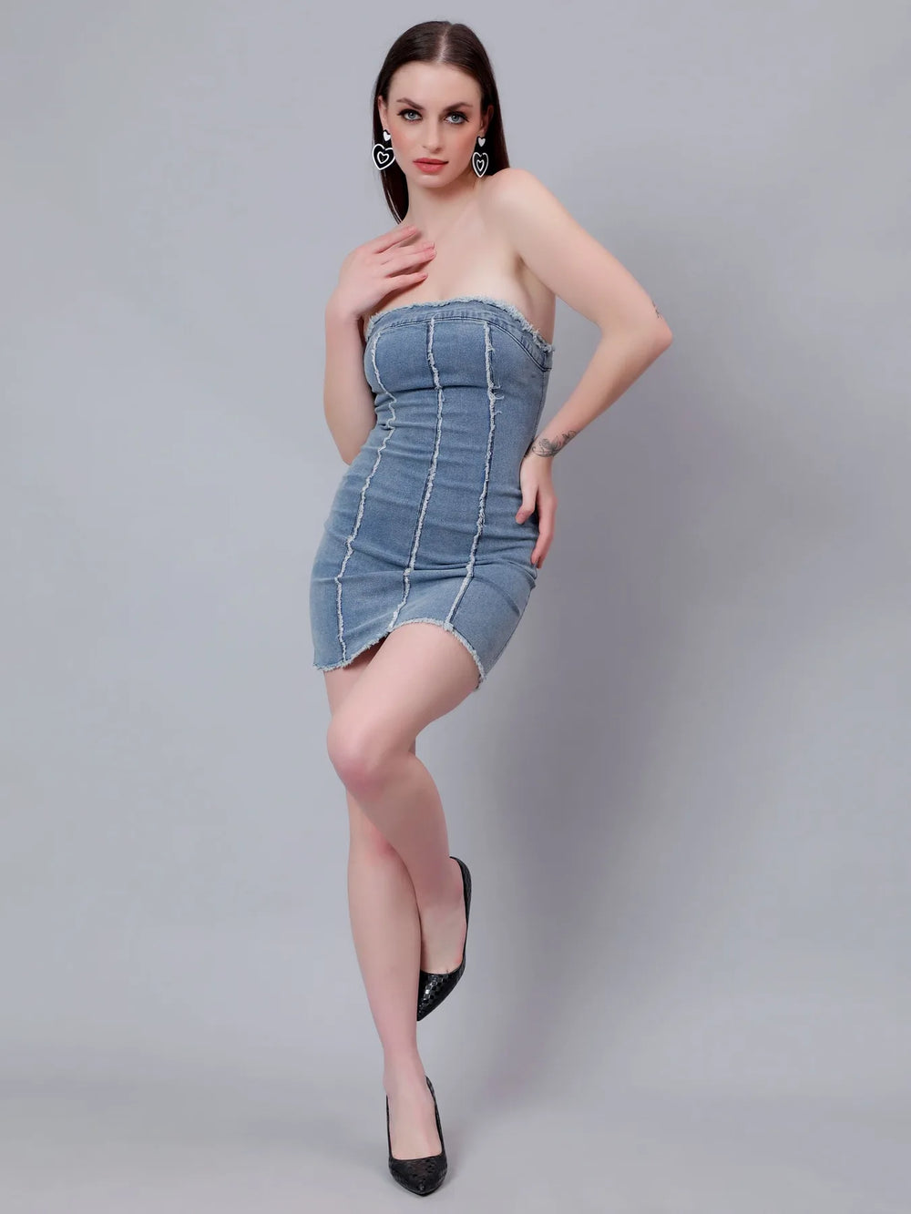 Frayed Denim Bodycon Dress