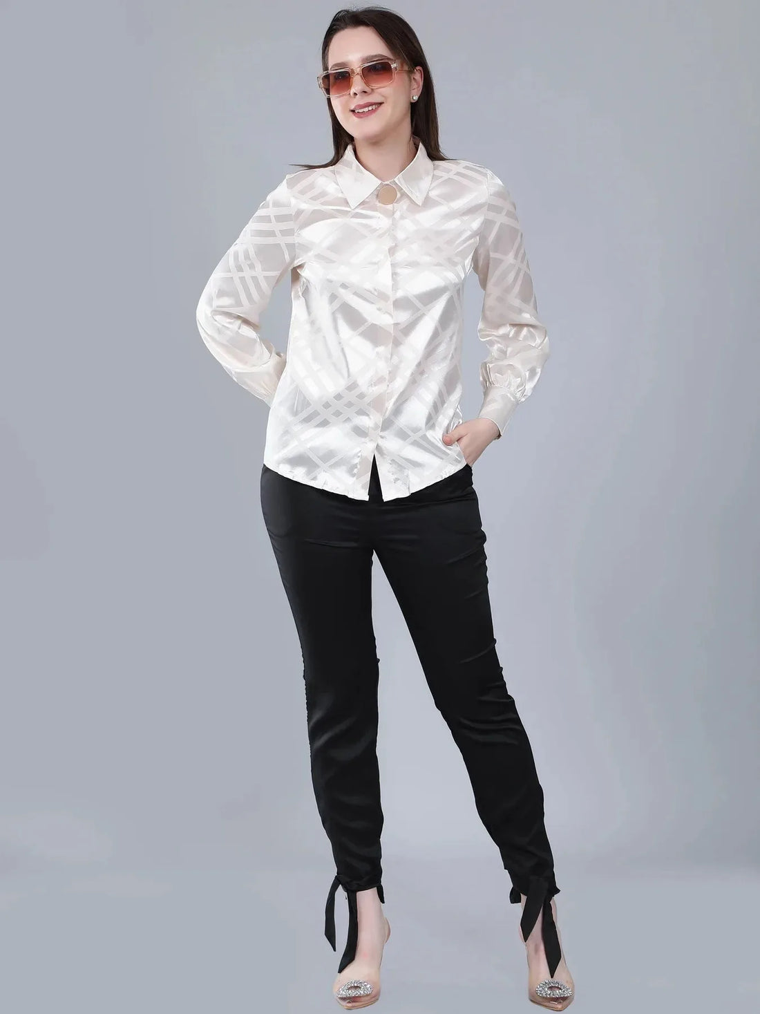 Geometrical Texture Satin Shirt