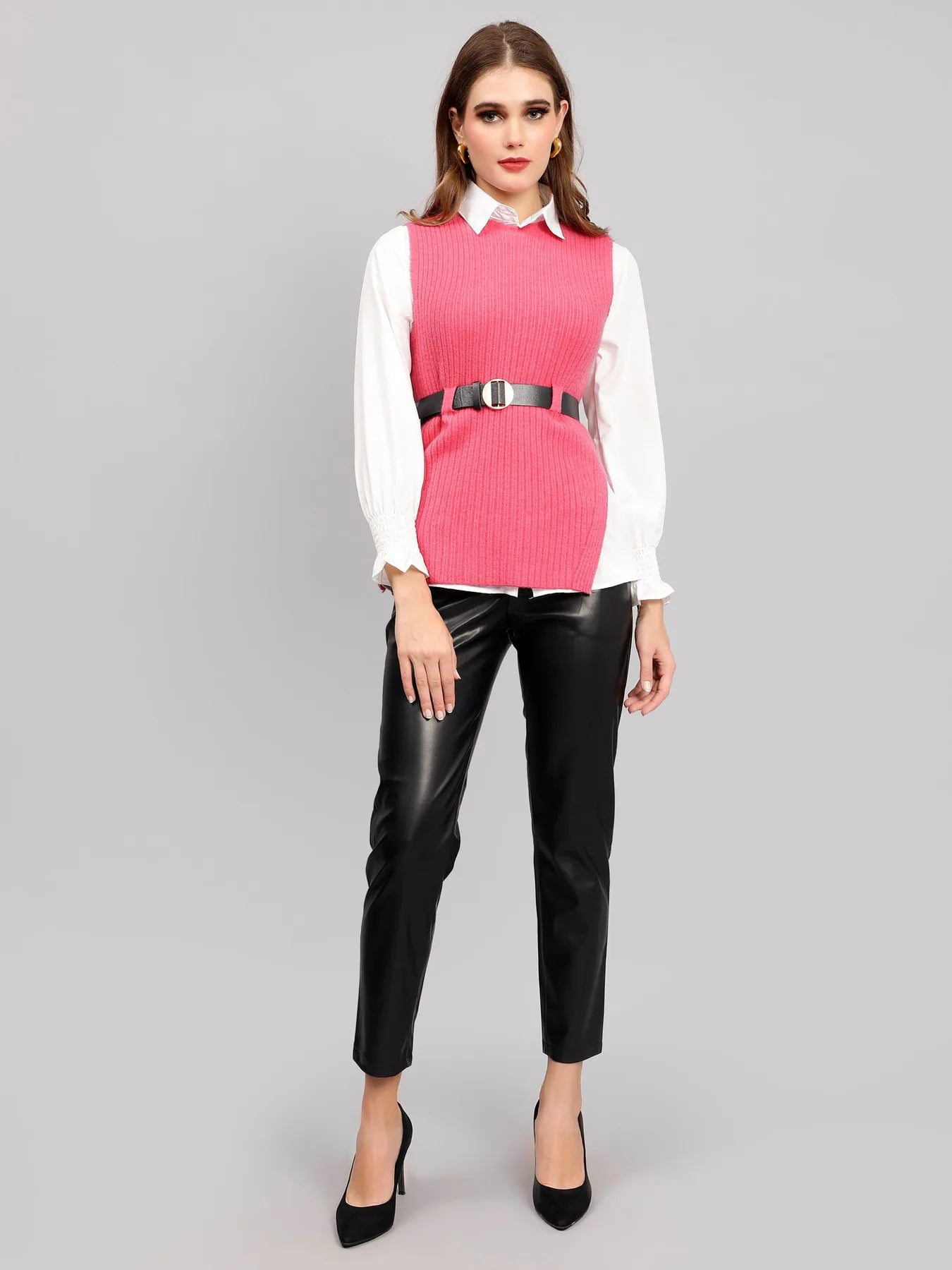 Knitted Winter Vest and Shirt Set